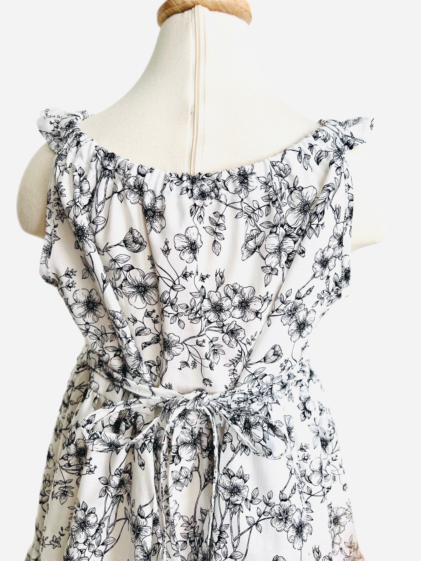 Secret Garden Gathered Dress With Back Tie and Ruffle Sleeve