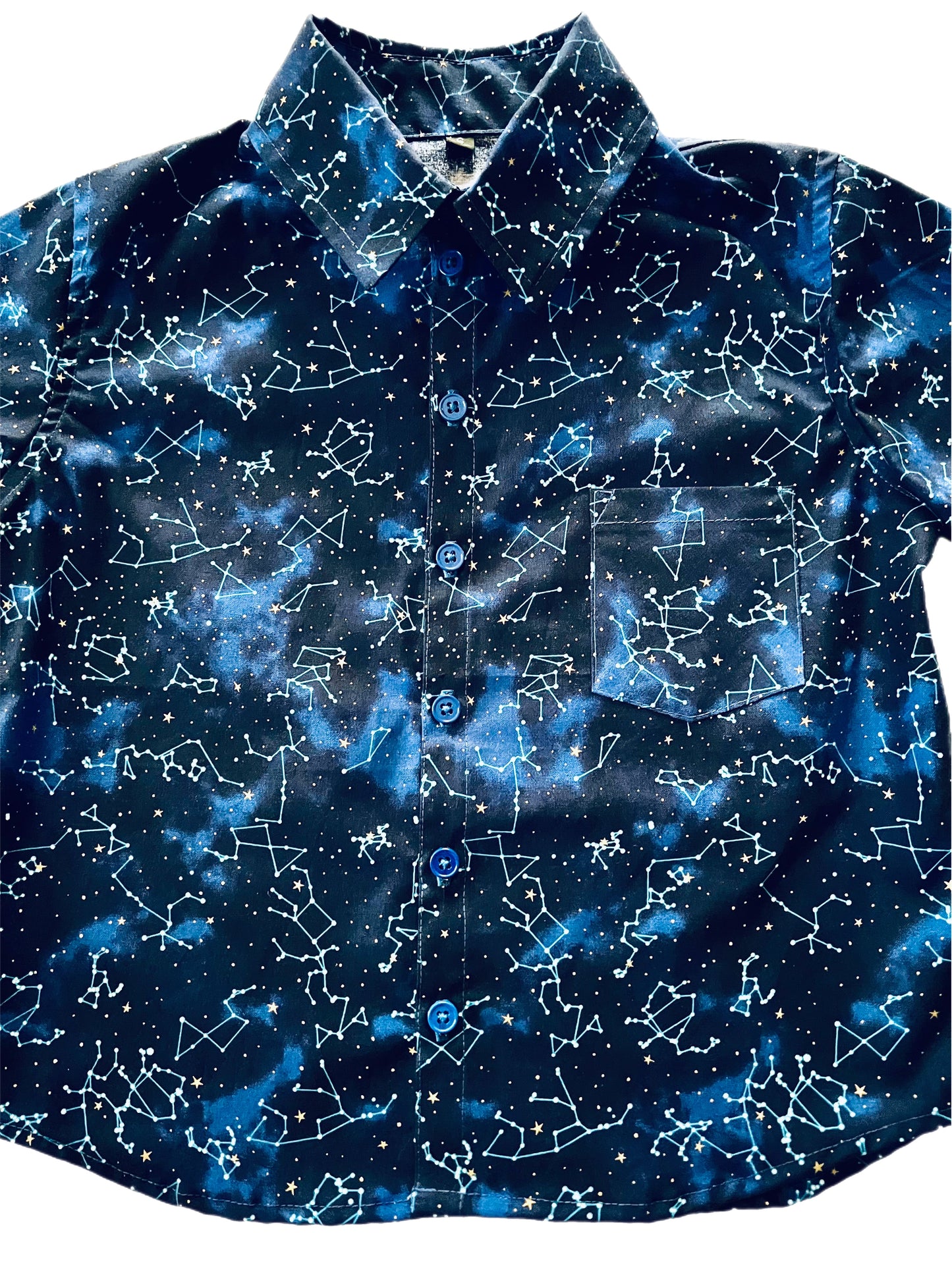 Dark Blue Sky Map Constellation Button Down Collared Shirt