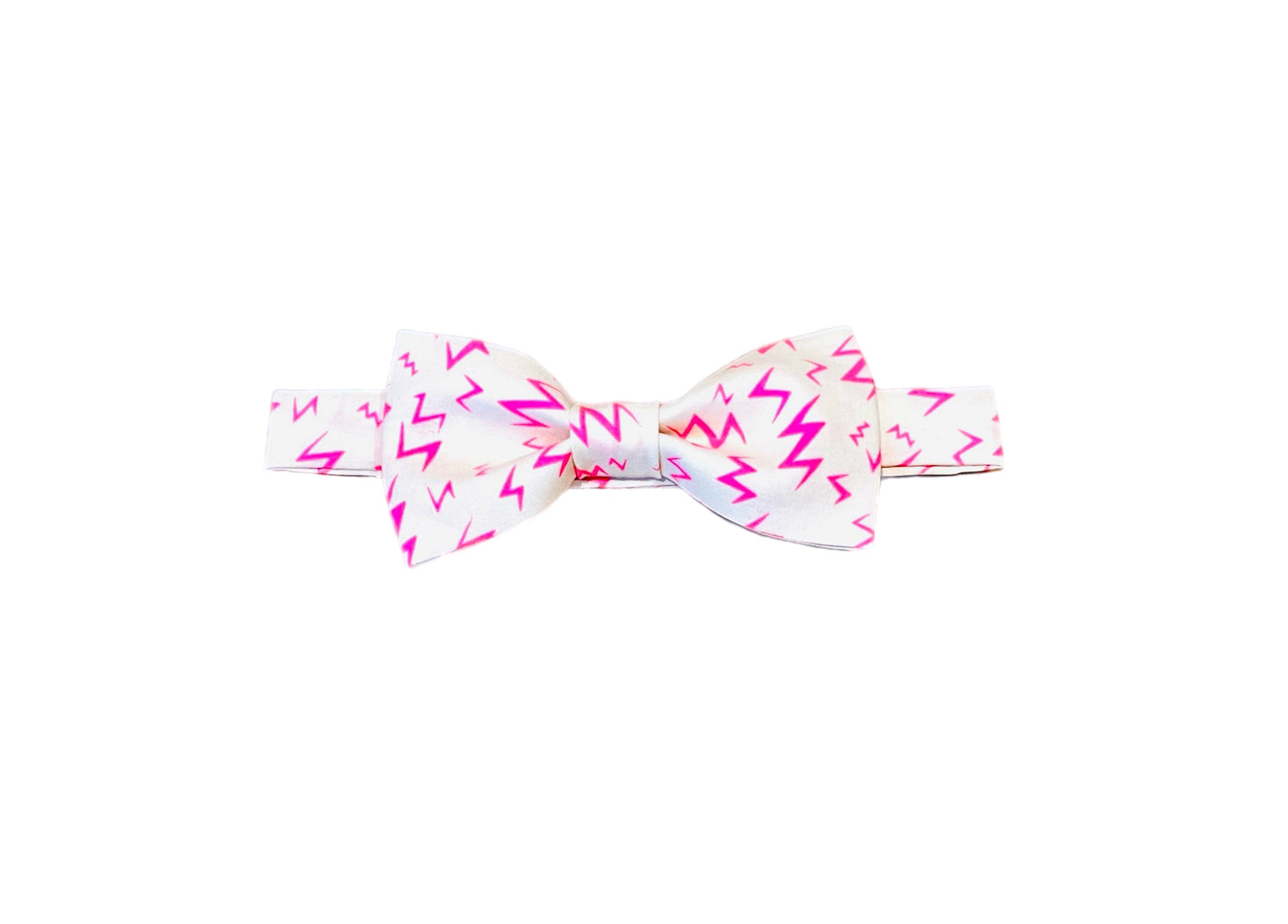 Neon Pink Lightning Bolt Bow Tie