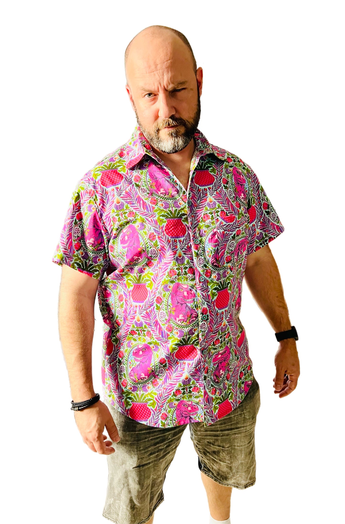 Prehistoric Dino Madness Men’s Button Up Shirt