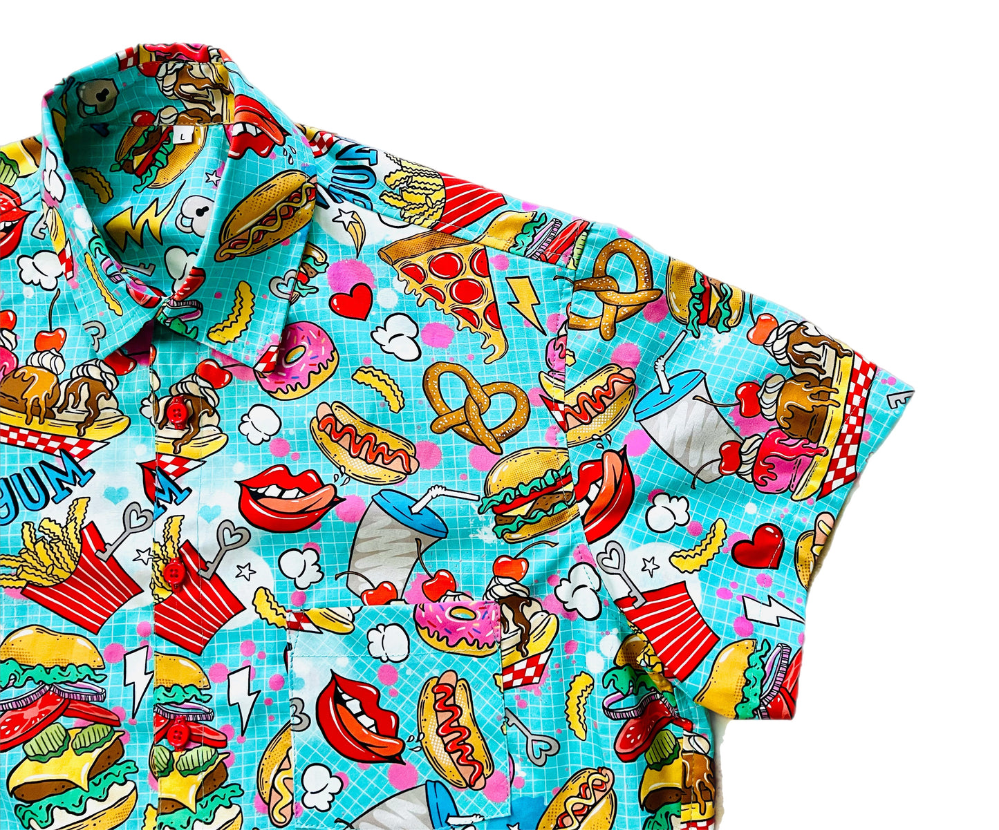 Snack Attack! Fast Food Men’s Button-Up Shirt