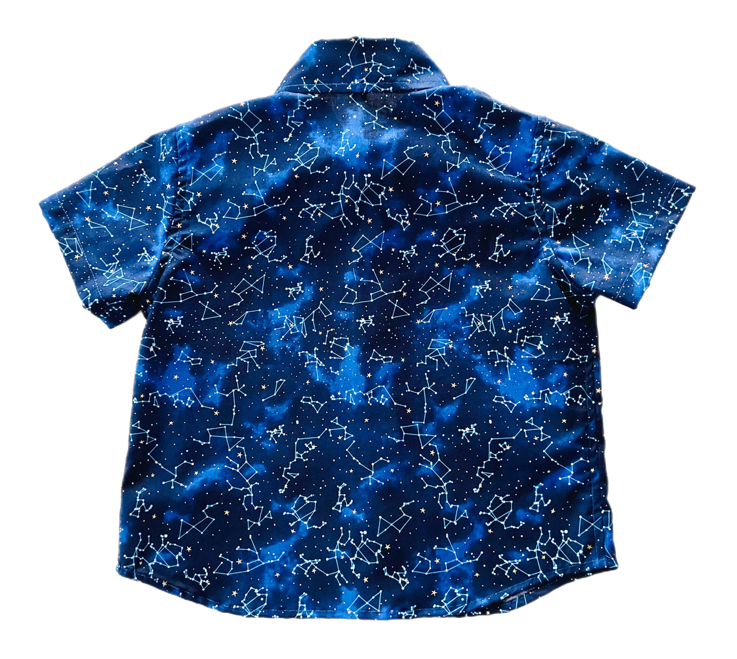 Dark Blue Sky Map Constellation Button Down Collared Shirt