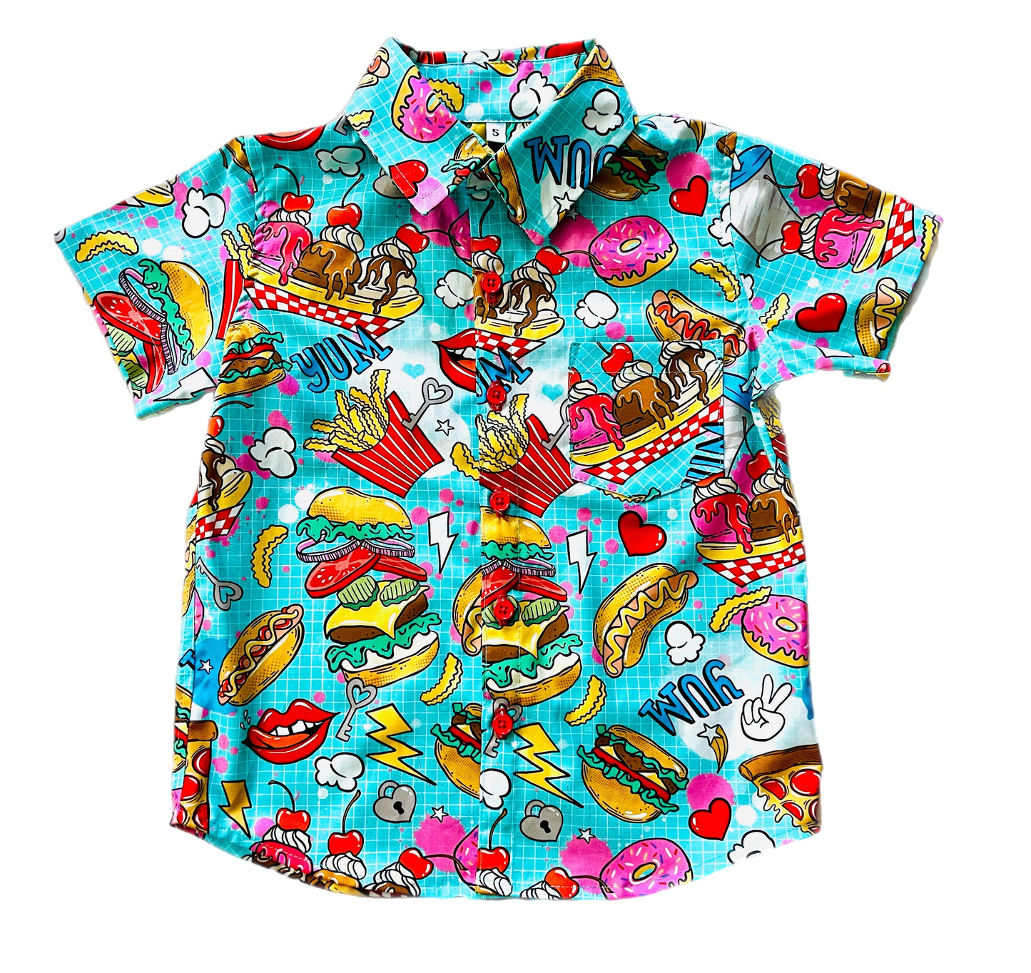 Snack Attack! Fast Food Boys Button-Up Shirt