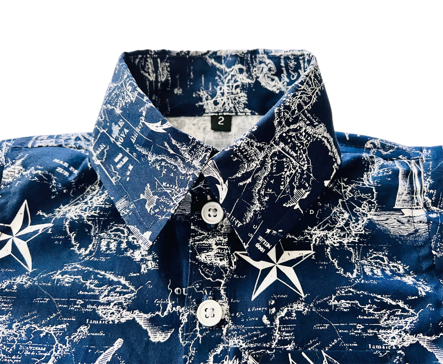 Little Ocean Sail North Map Button Down Dress Shirt (blue or white) navy anchor Shorts Set
