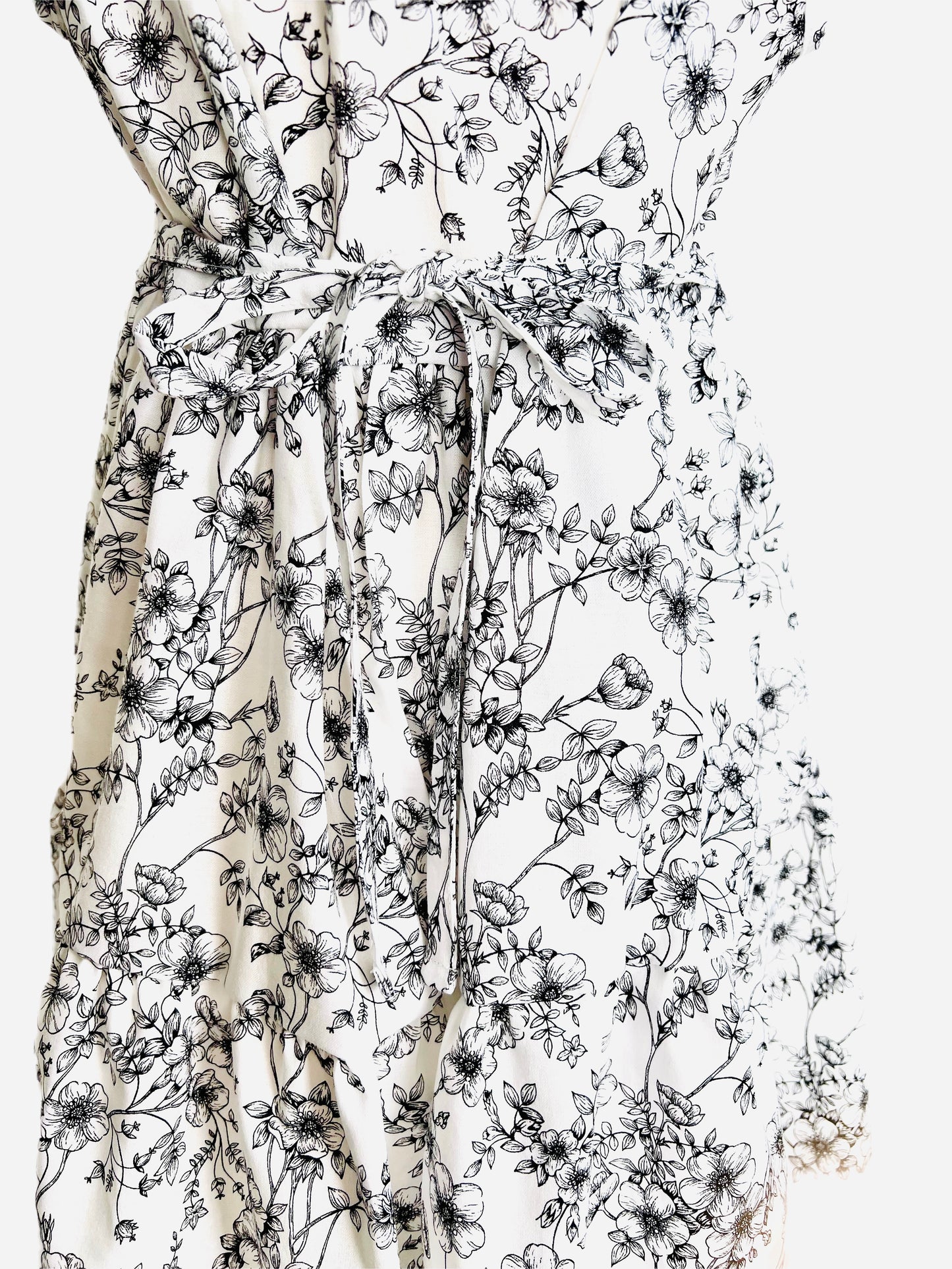 Secret Garden Gathered Dress With Back Tie and Ruffle Sleeve