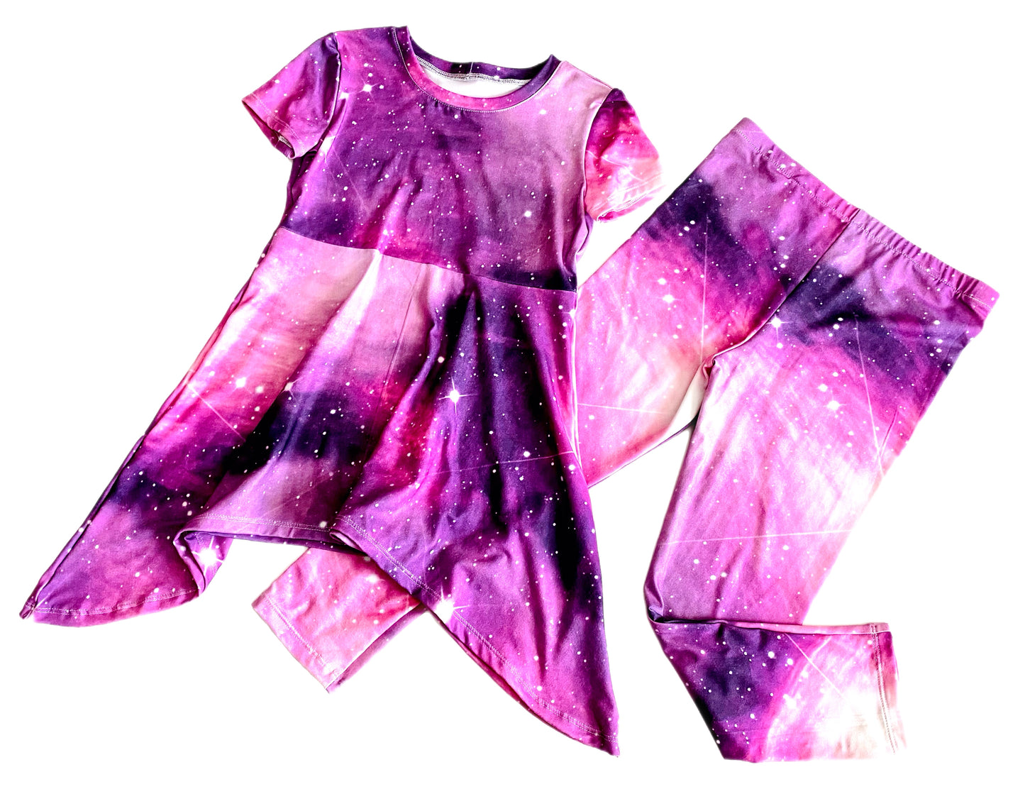 Girls Deep Space Starry Matching Blouse and Legging Set