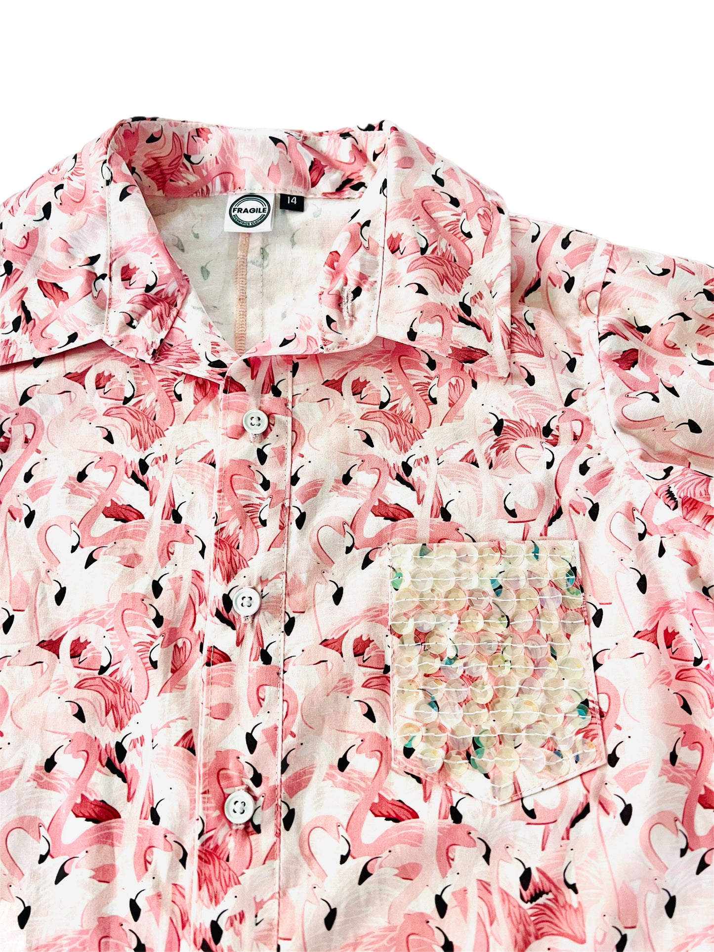 Flamingo Breeze Button-Up Women's Dress Shirt