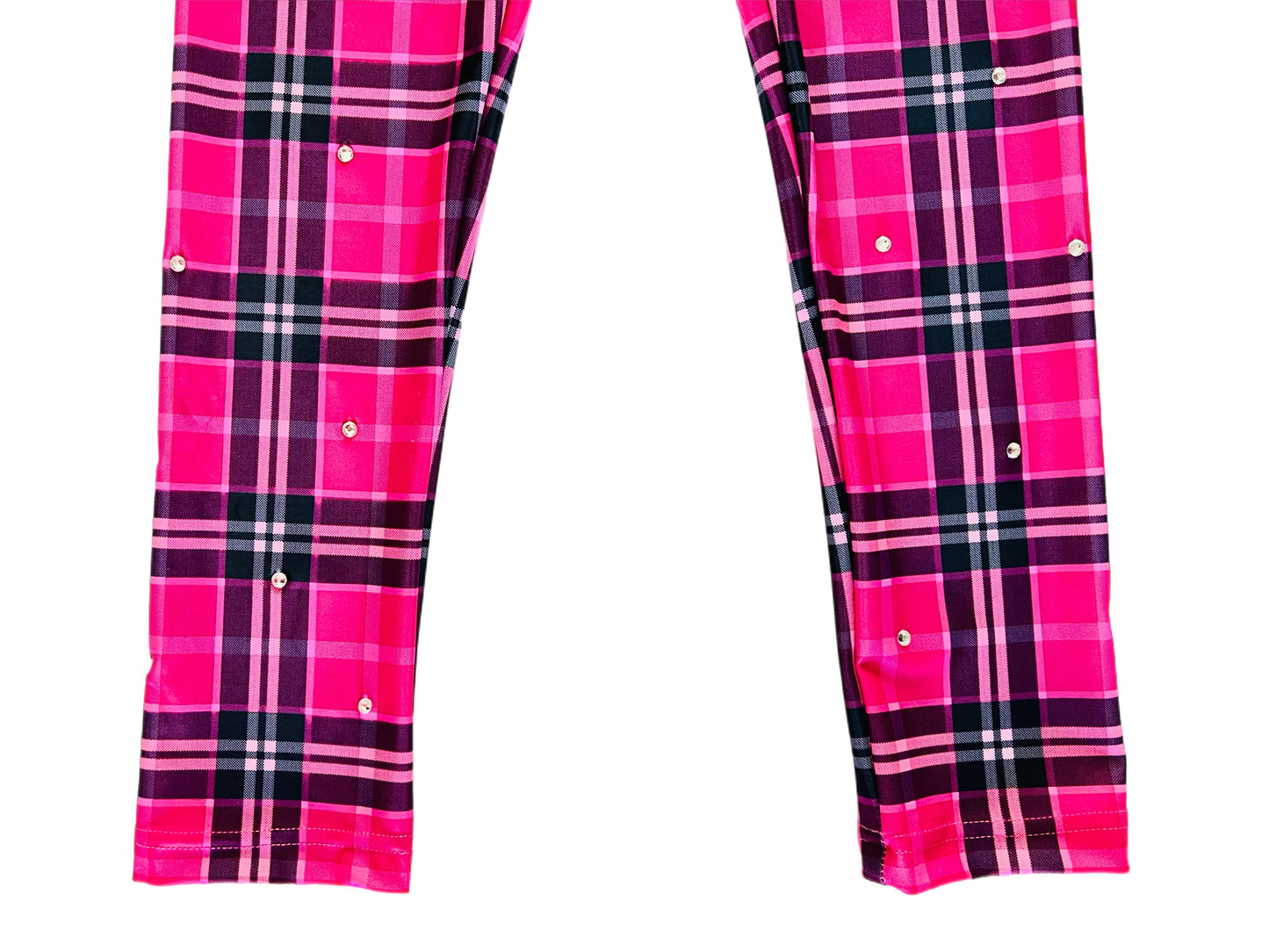 Razzle Dazzle Hot Pink Plaid Rhinestone Leggings