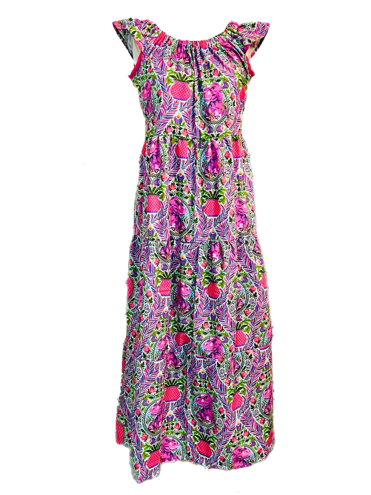 Women Dino Delight Gathered Tiered Women Maxi Dress