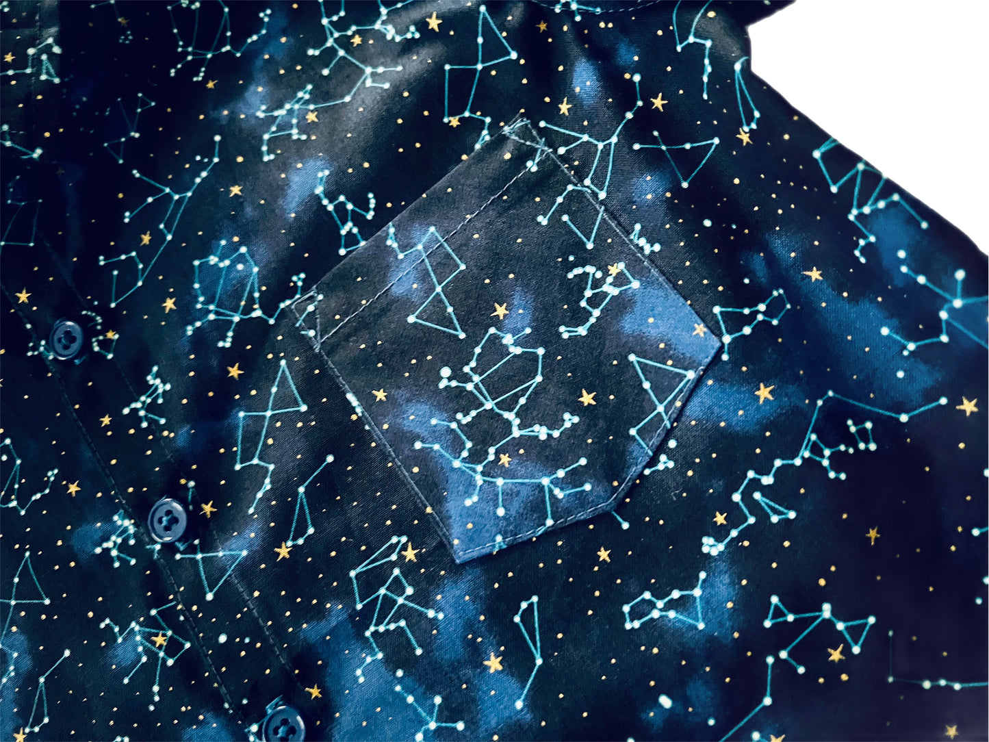 Dark Blue Sky Map Constellation Button Down Collared Shirt
