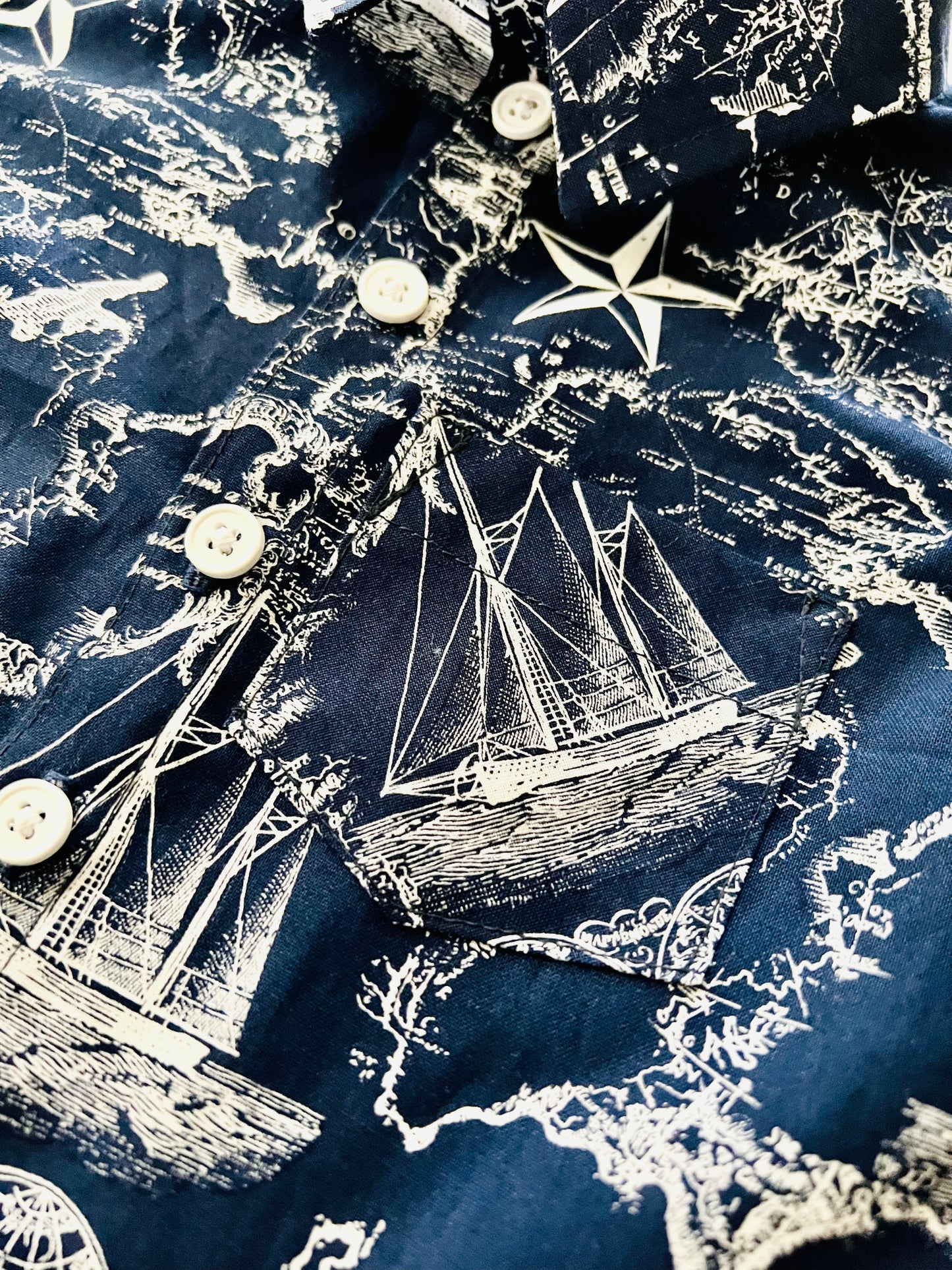 Little Ocean Sail North Map Button Down Dress Shirt (blue or white) navy anchor Shorts Set