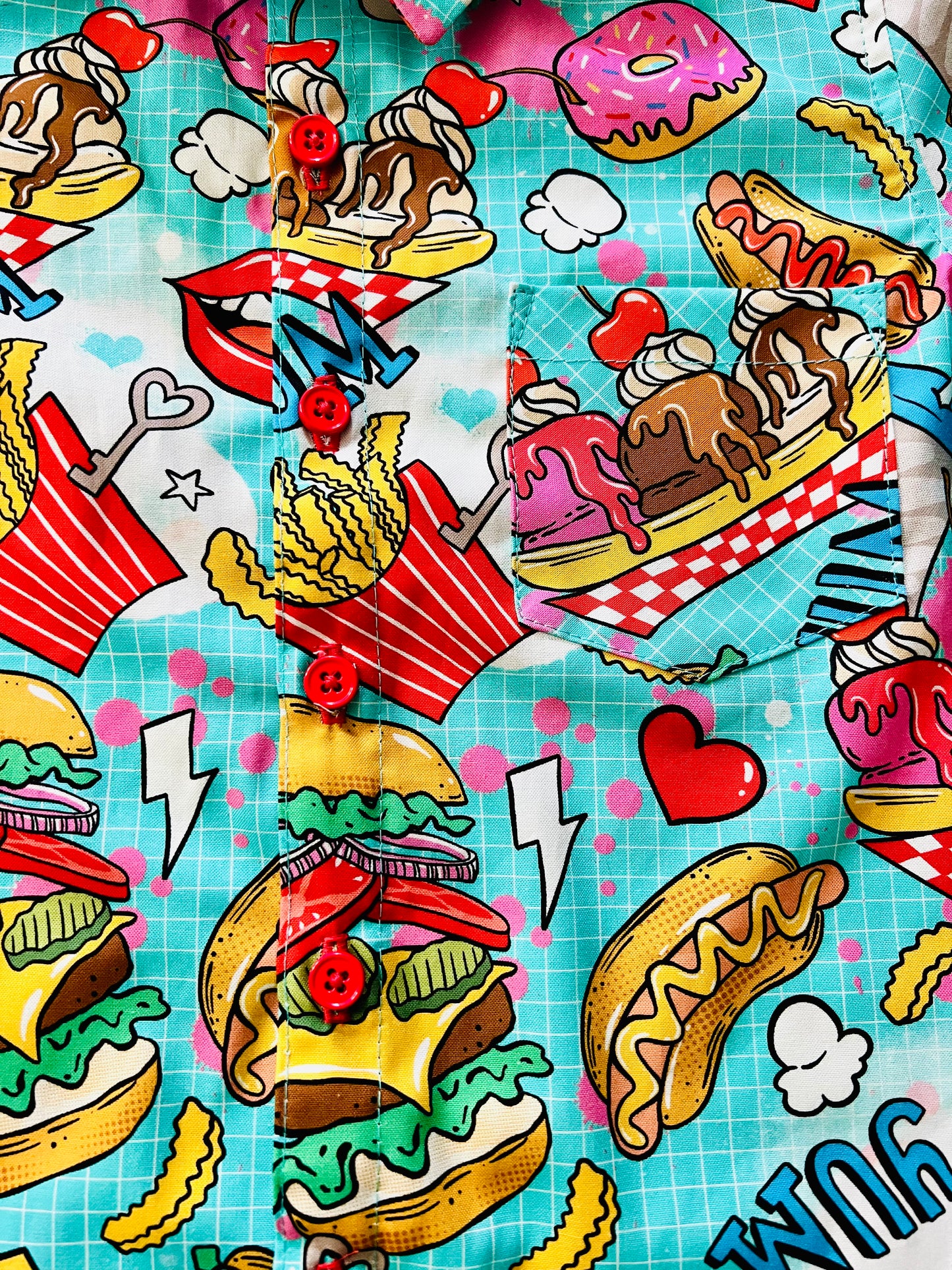 Snack Attack! Fast Food Boys Button-Up Shirt