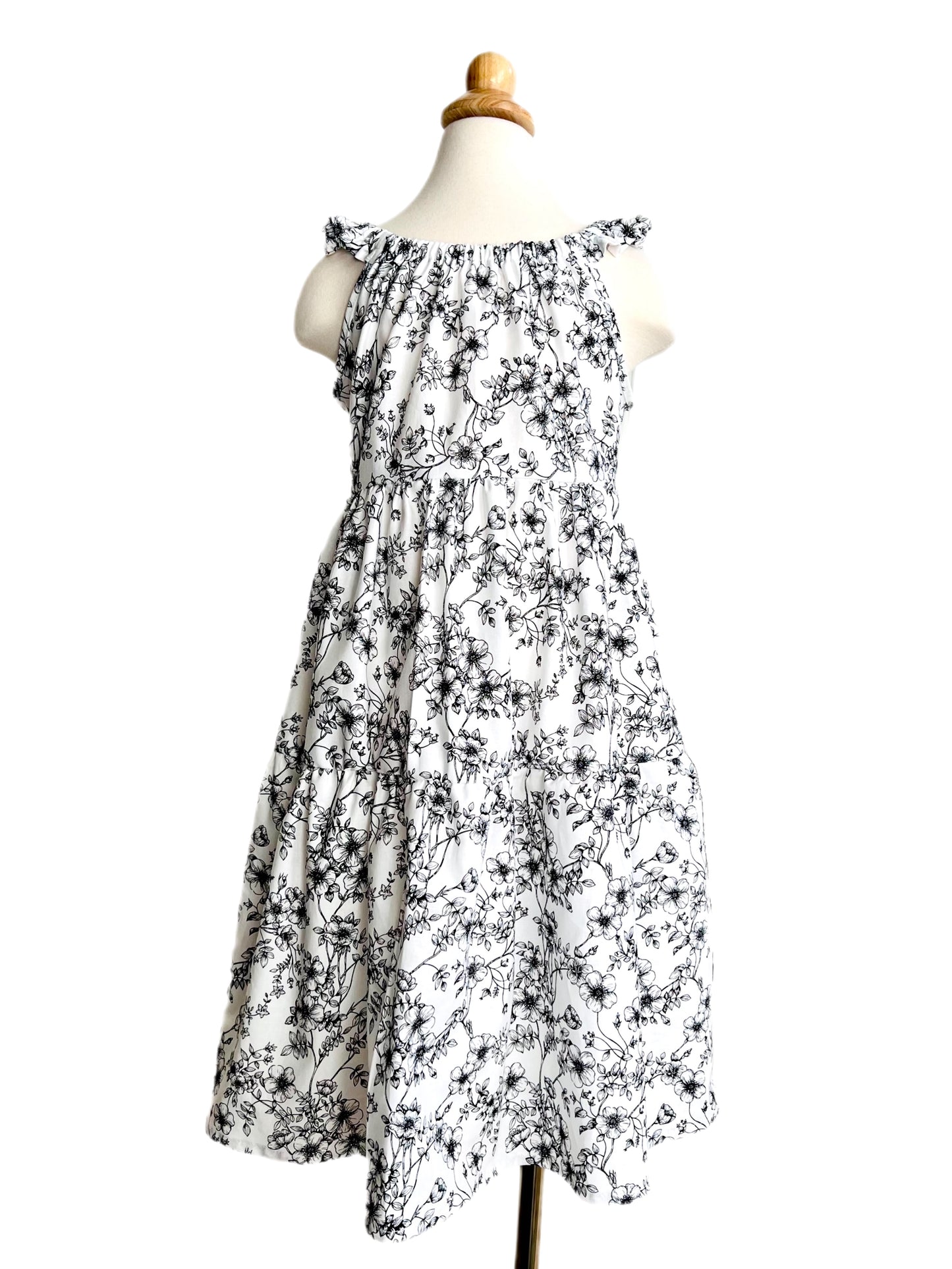 Secret Garden Gathered Dress With Back Tie and Ruffle Sleeve