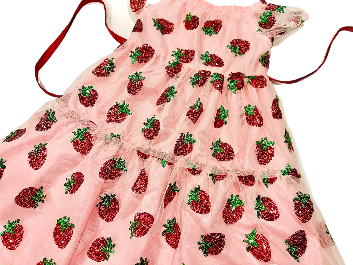 My Strawberry Sparkle Two layered Tier Dress with back tie