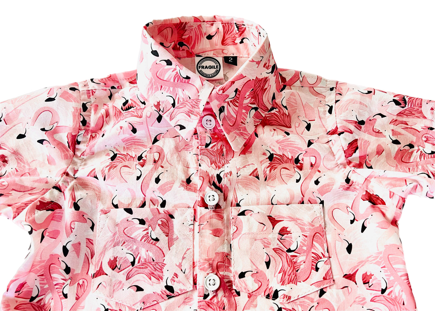 Flamingo Breeze Button-Up Boys Shirt and Short Set