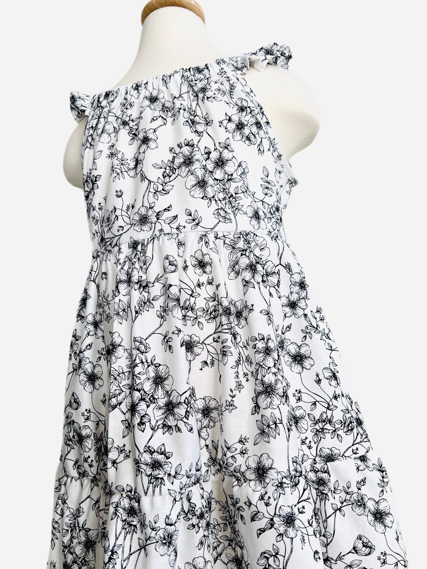 Secret Garden Gathered Dress With Back Tie and Ruffle Sleeve