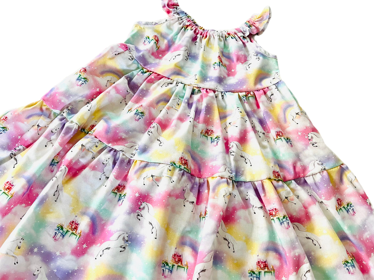 Unicorn Rainbow Daydream Gathered Dress with back tie