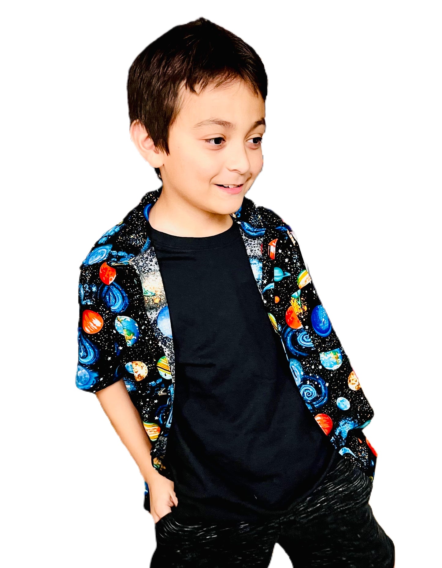 Space Galaxy Button Down Dress Baby and Boys Shirt
