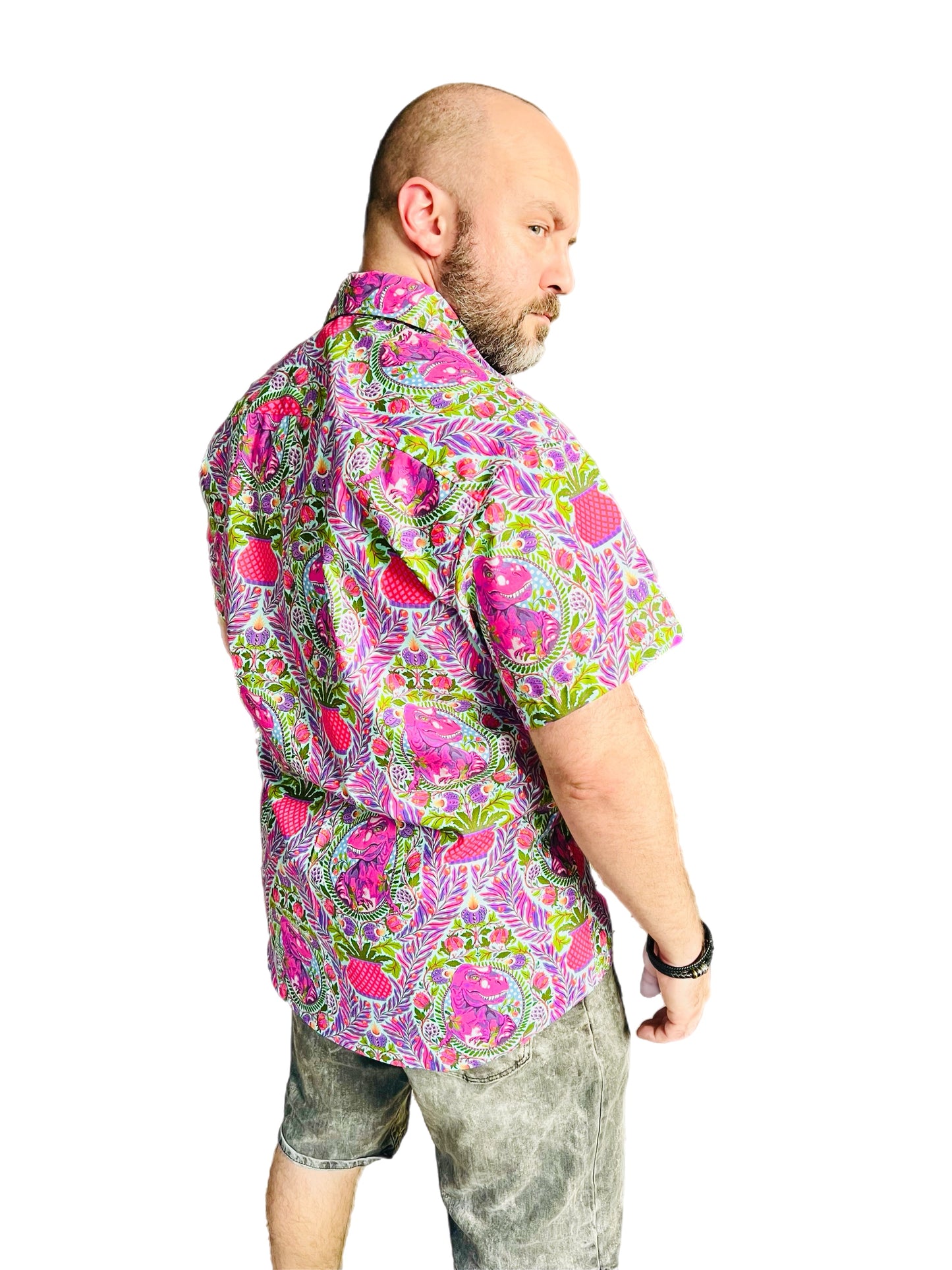 Prehistoric Dino Madness Men’s Button Up Shirt