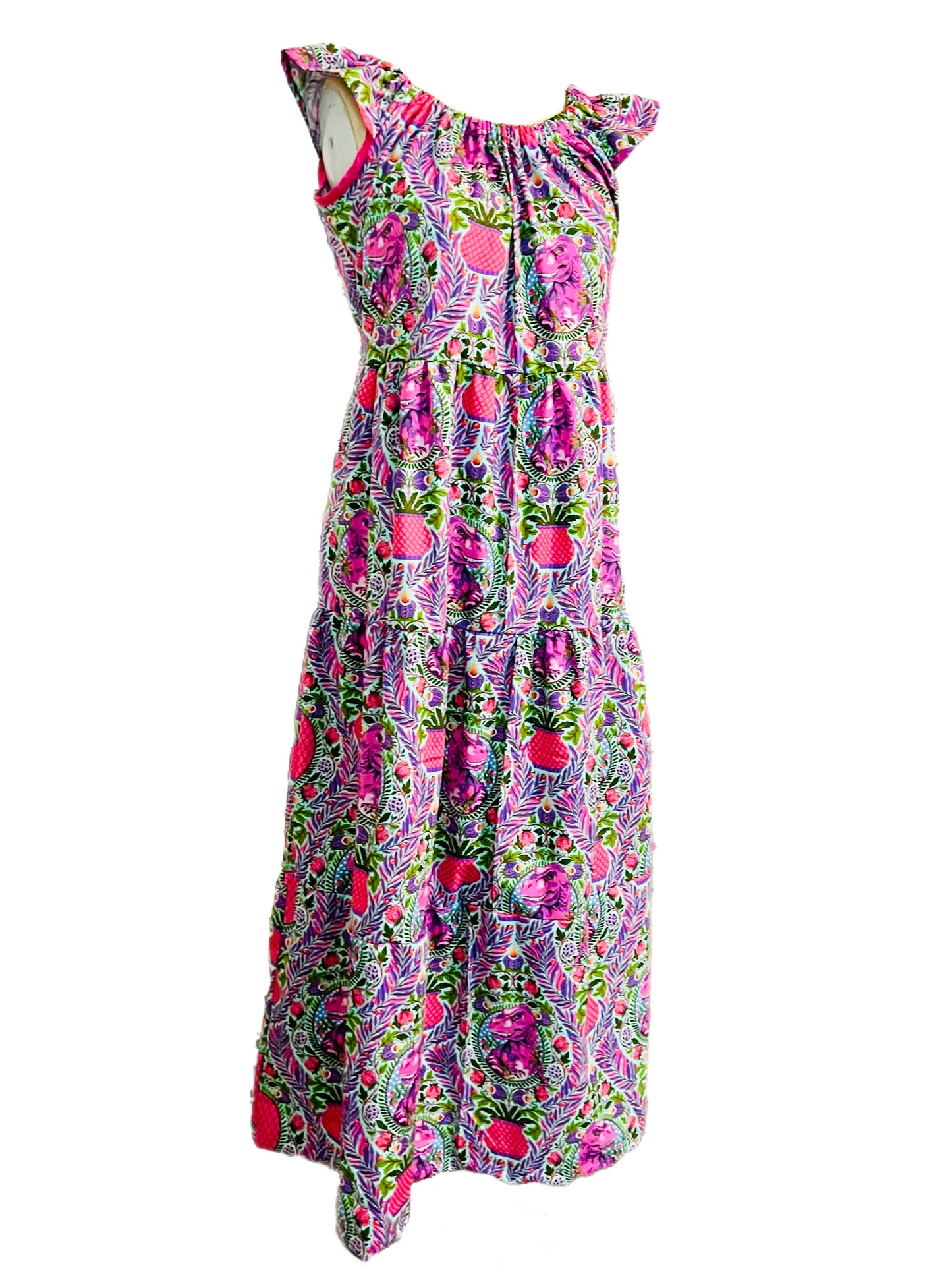 Women Dino Delight Gathered Tiered Women Maxi Dress