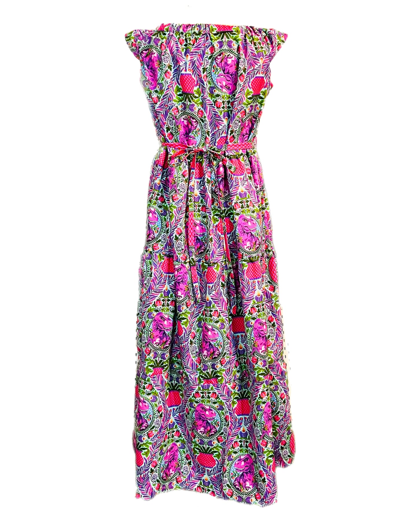 Women Dino Delight Gathered Tiered Women Maxi Dress