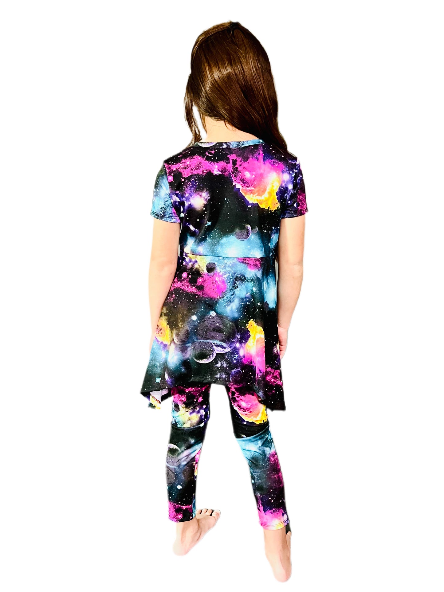 Galaxy Space Starry Girls Blouse and Legging Set