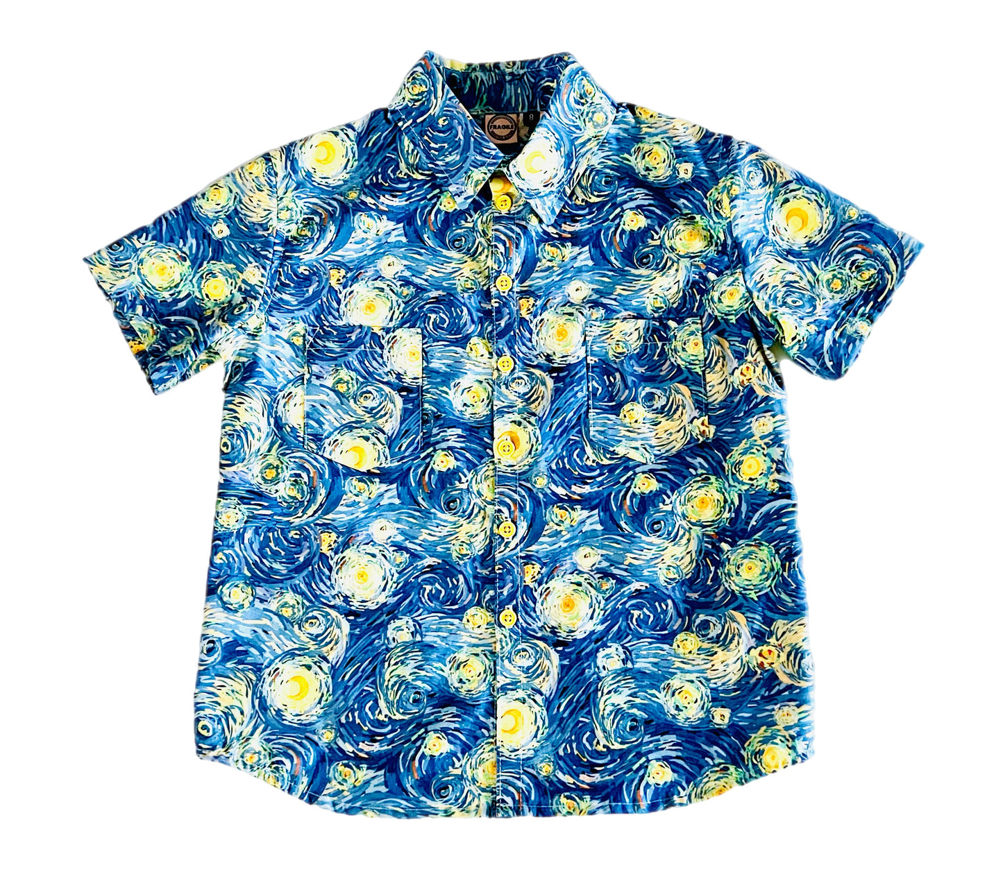 Starry Night Button Down Shirt and Shorts Set
