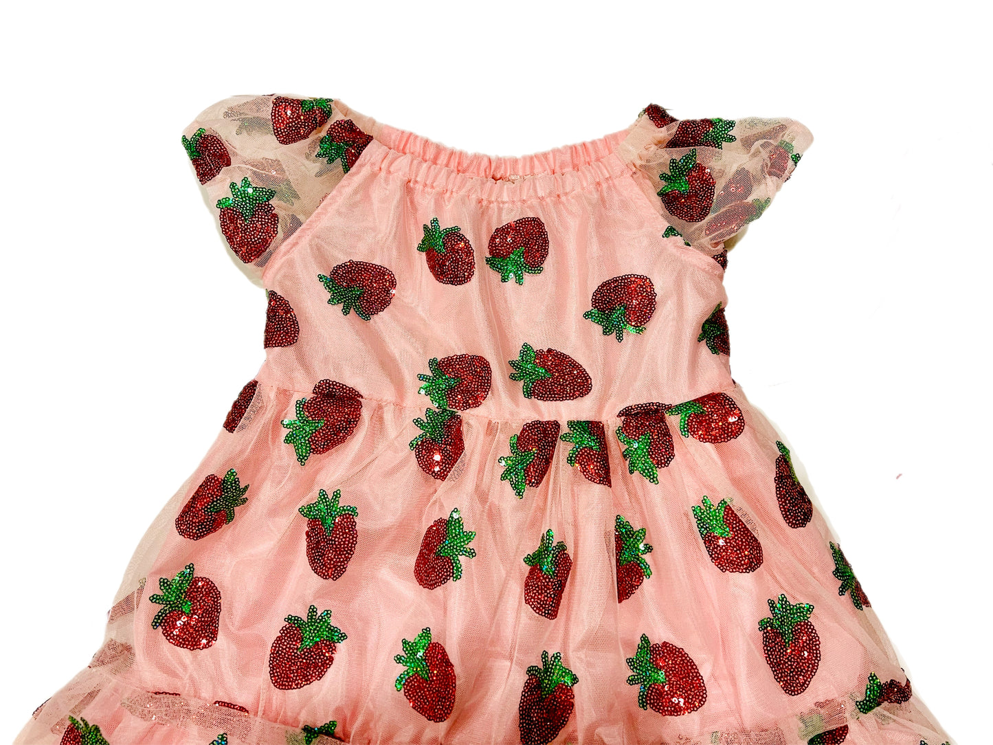 My Strawberry Sparkle Two layered Tier Dress with back tie