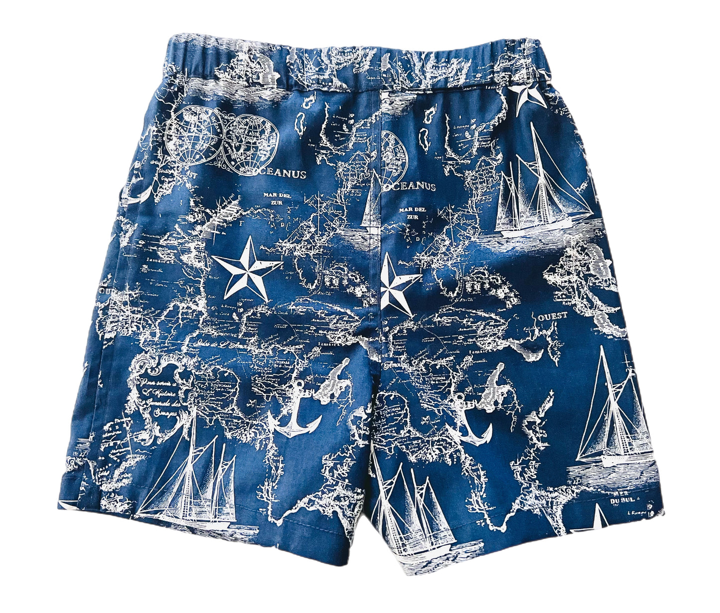 Little Ocean Sail North Map Button Down Dress Shirt (blue or white) navy anchor Shorts Set