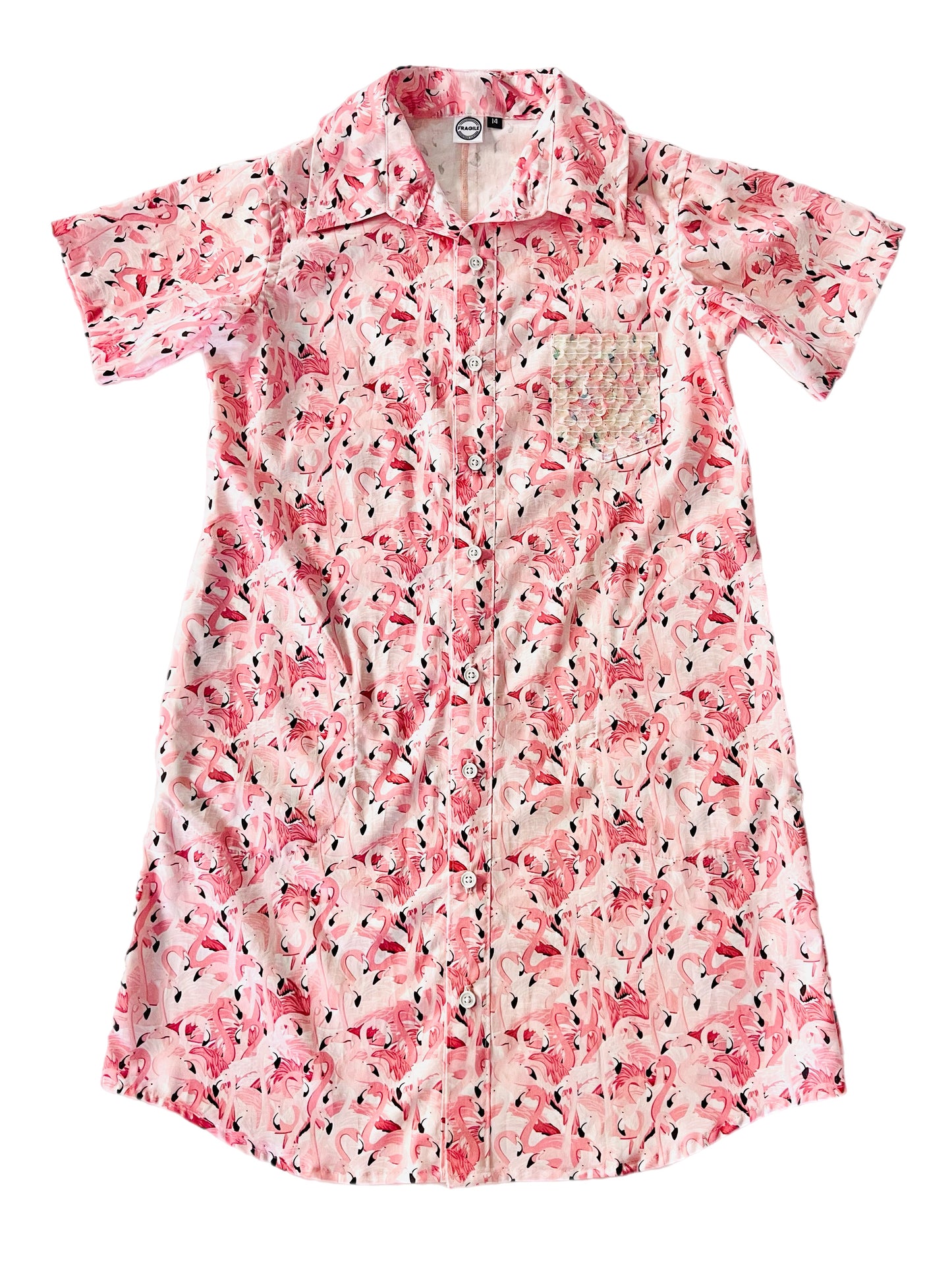 Flamingo Breeze Button-Up Women's Dress Shirt
