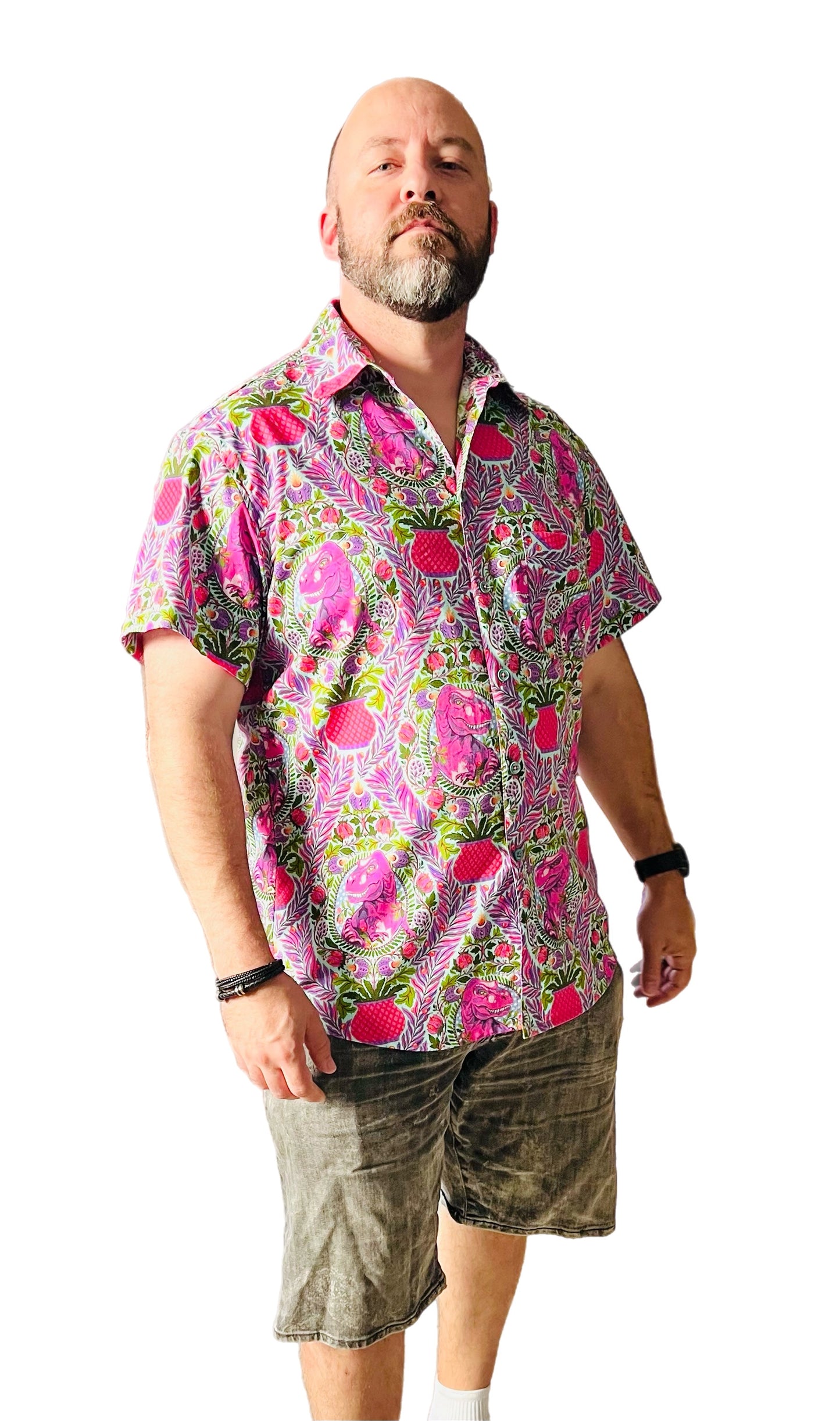 Prehistoric Dino Madness Men’s Button Up Shirt