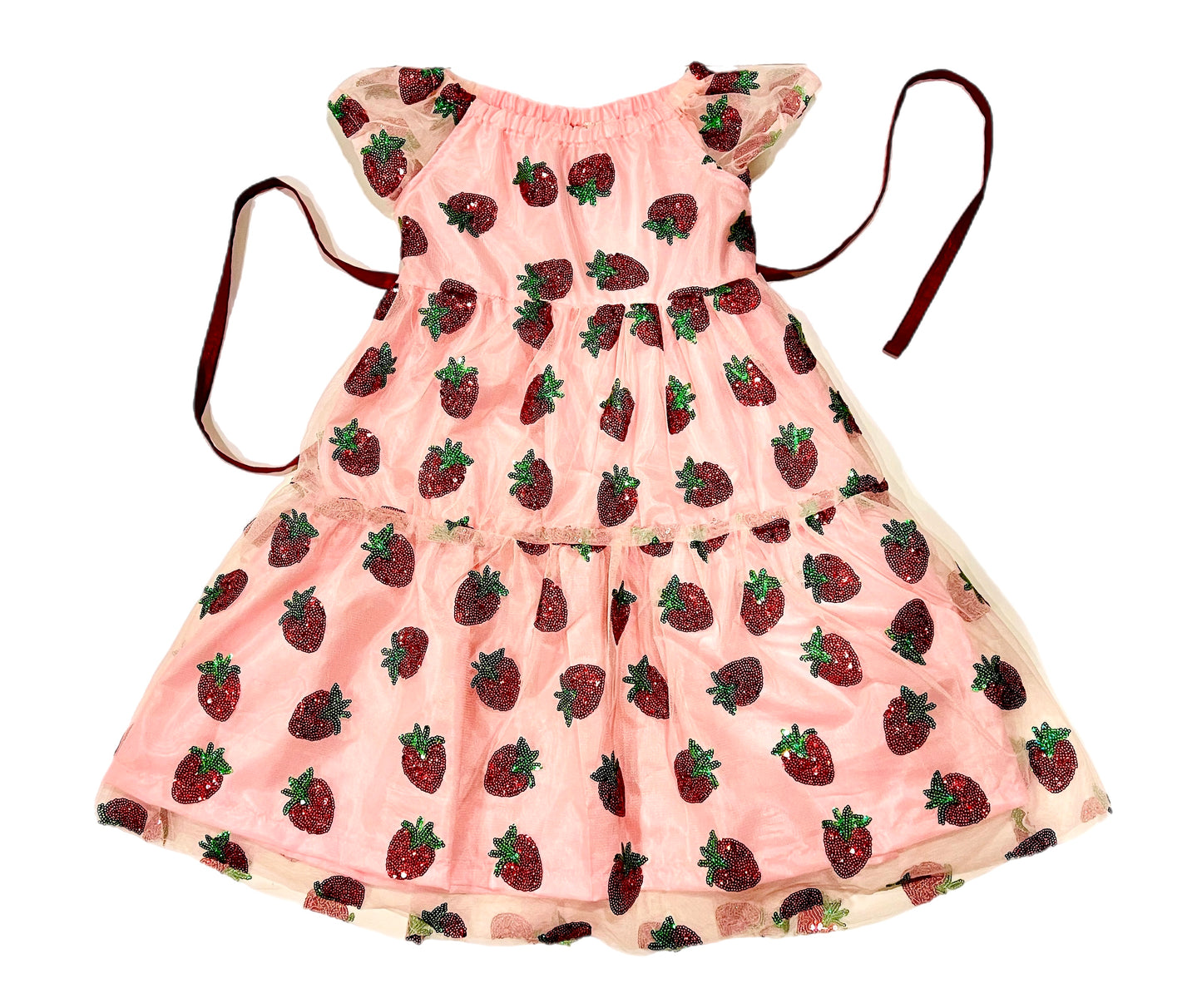 My Strawberry Sparkle Two layered Tier Dress with back tie
