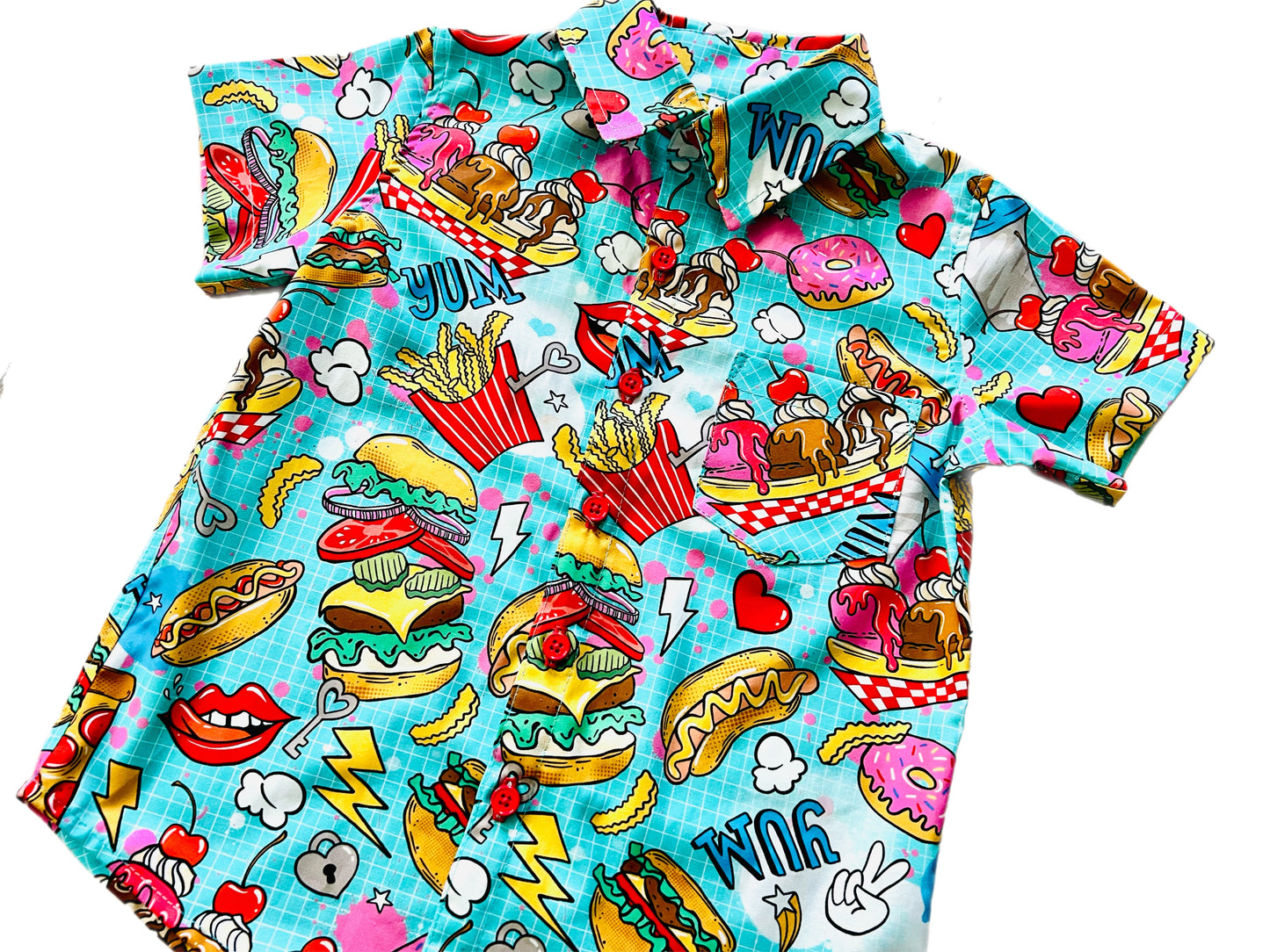 Snack Attack! Fast Food Boys Button-Up Shirt