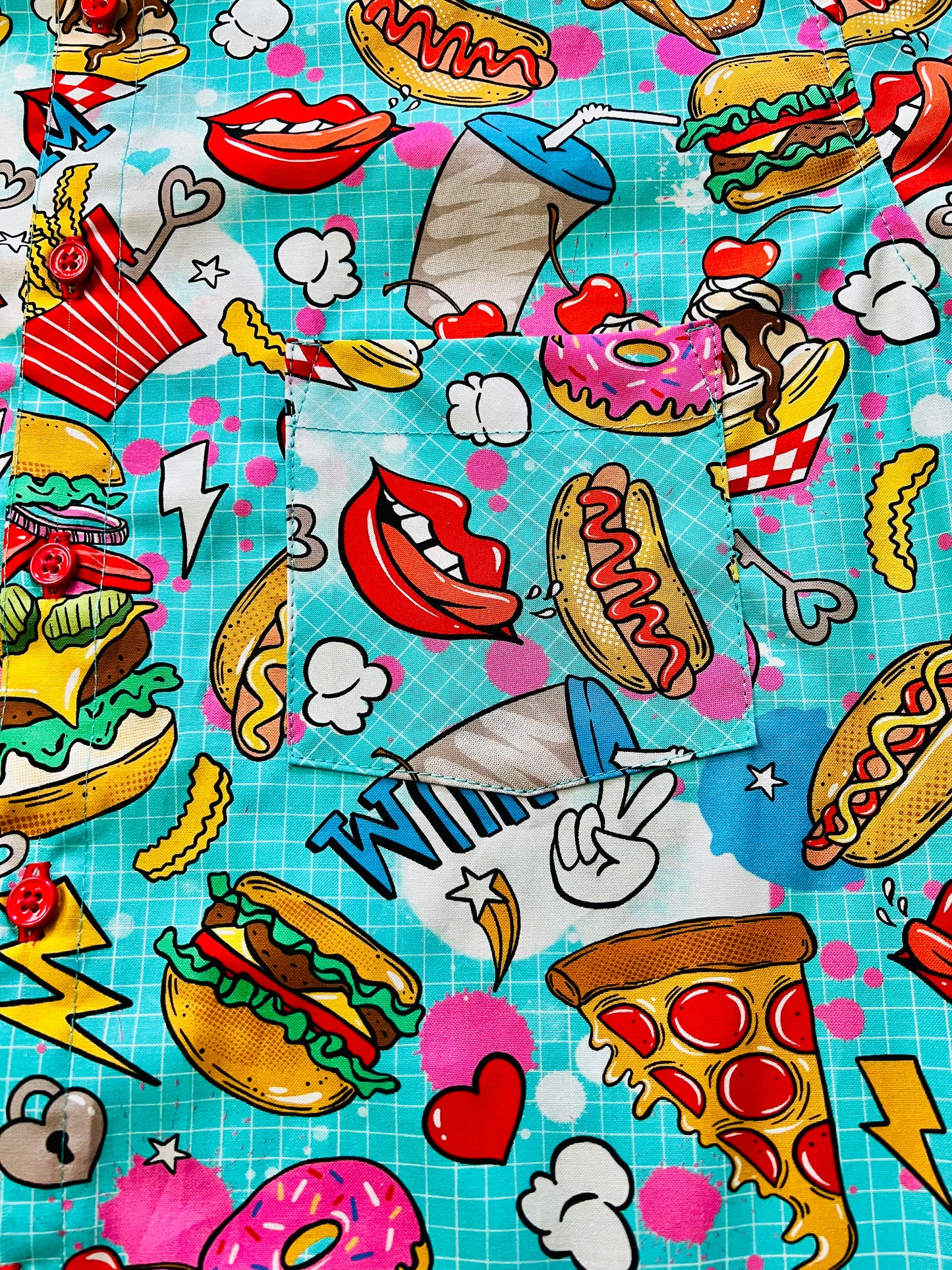 Snack Attack! Fast Food Men’s Button-Up Shirt