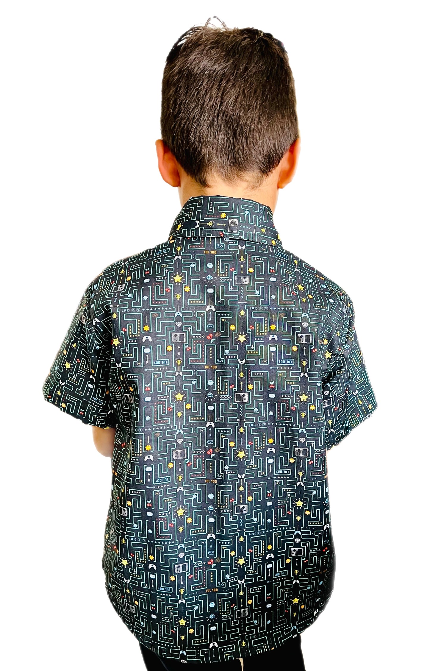 Retro Video Game “Gameover” Kid Button Down Collared Shirt
