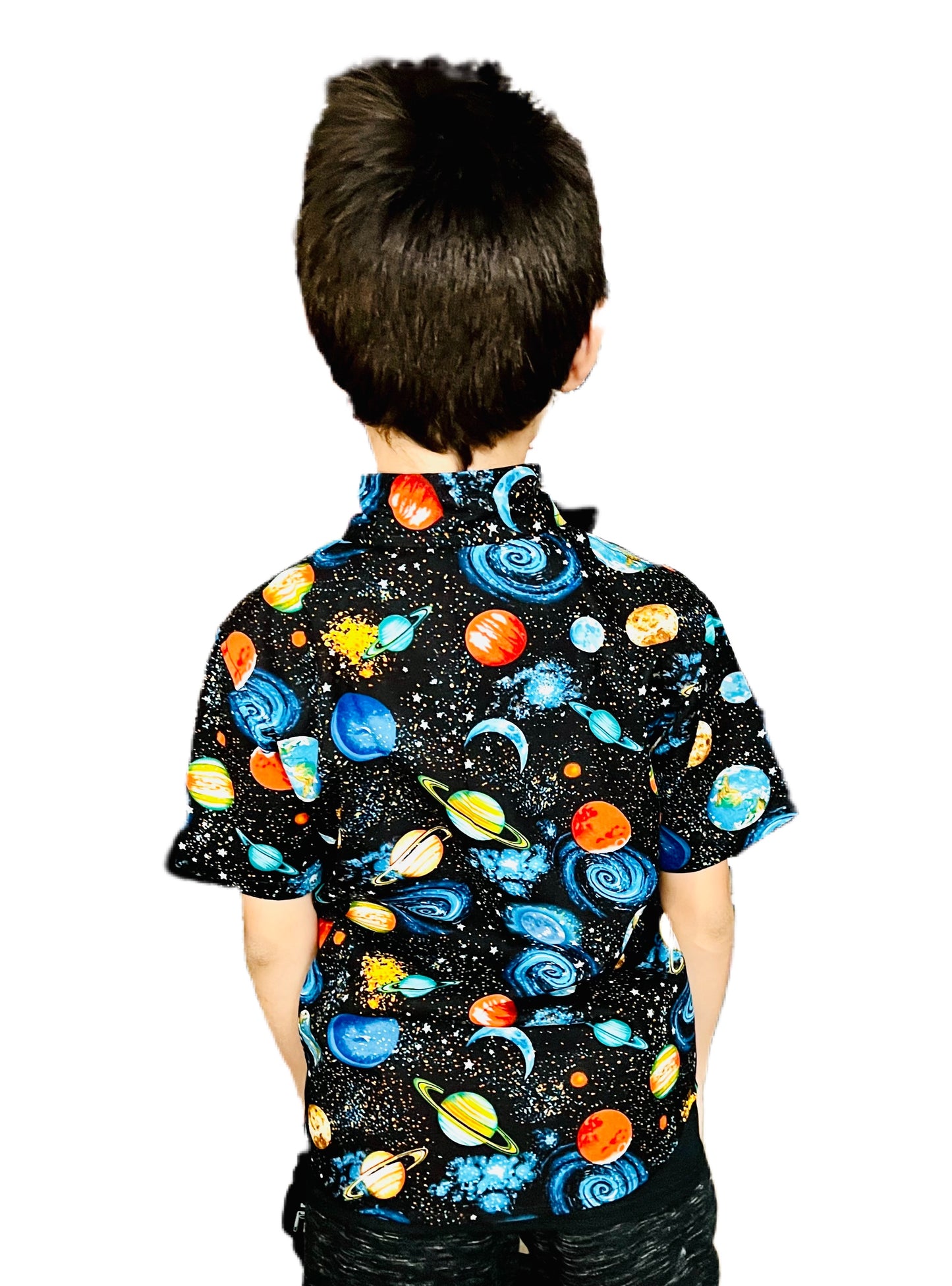 Space Galaxy Button Down Dress Baby and Boys Shirt