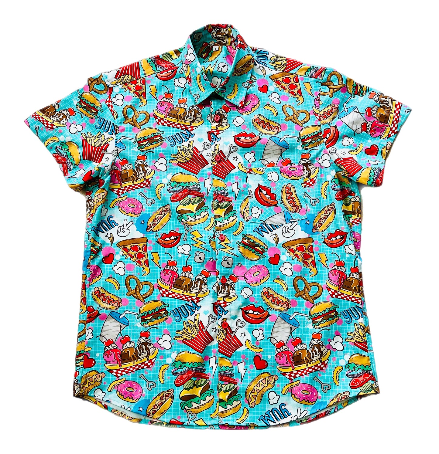 Snack Attack! Fast Food Men’s Button-Up Shirt