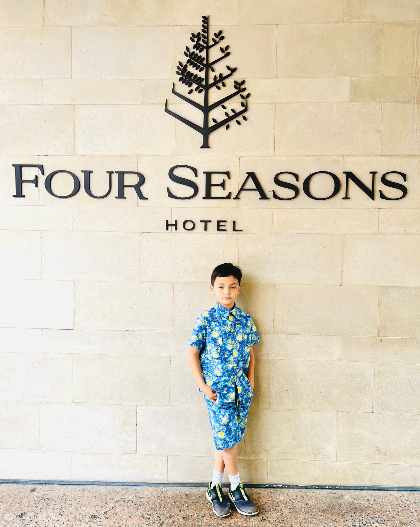 Starry Night Button Down Shirt and Shorts Set