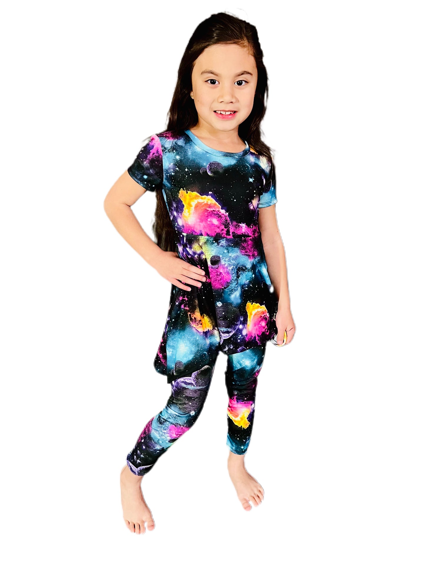 Galaxy Space Starry Girls Blouse and Legging Set