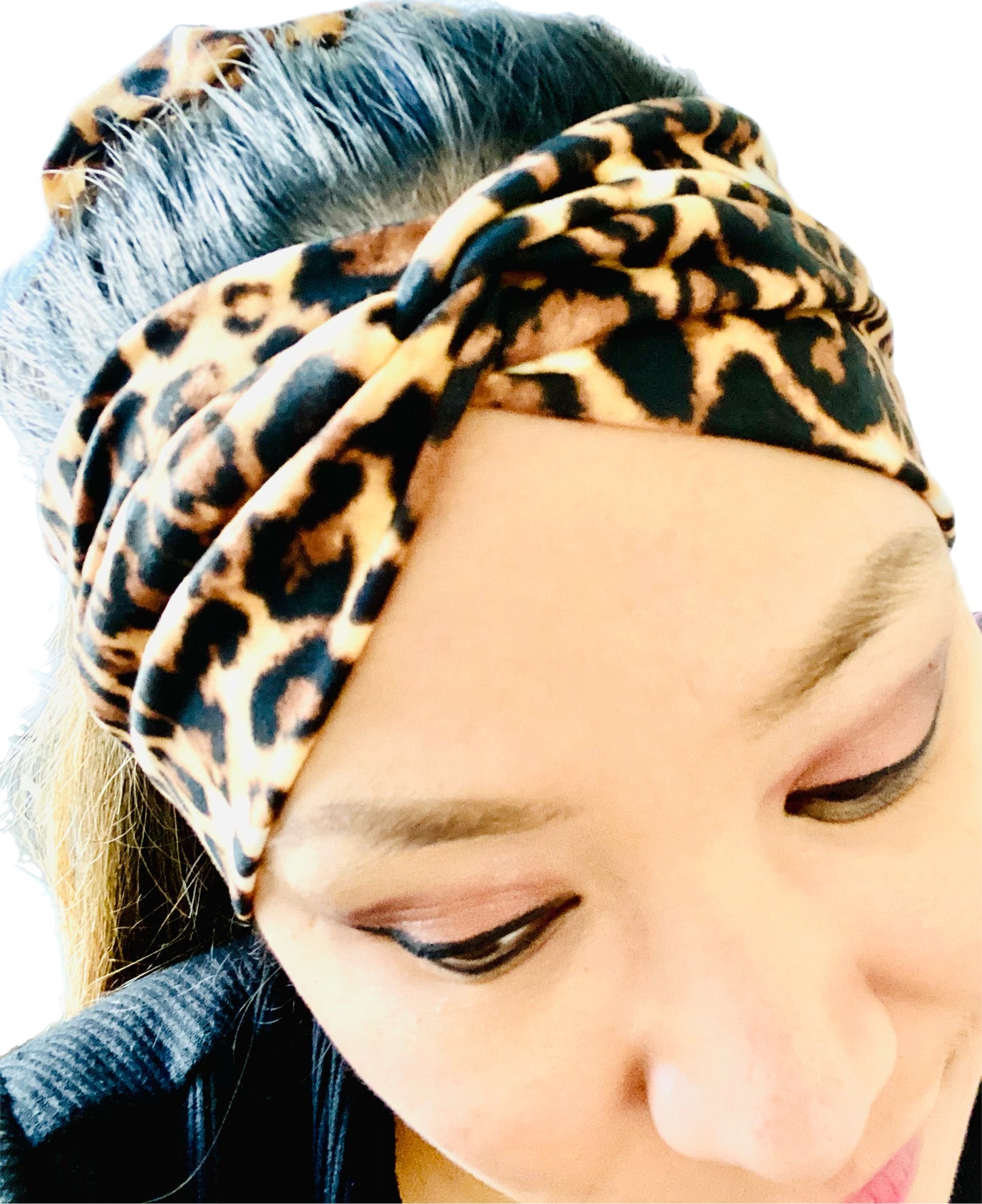 Leopard print matching headband and scrunchie pack