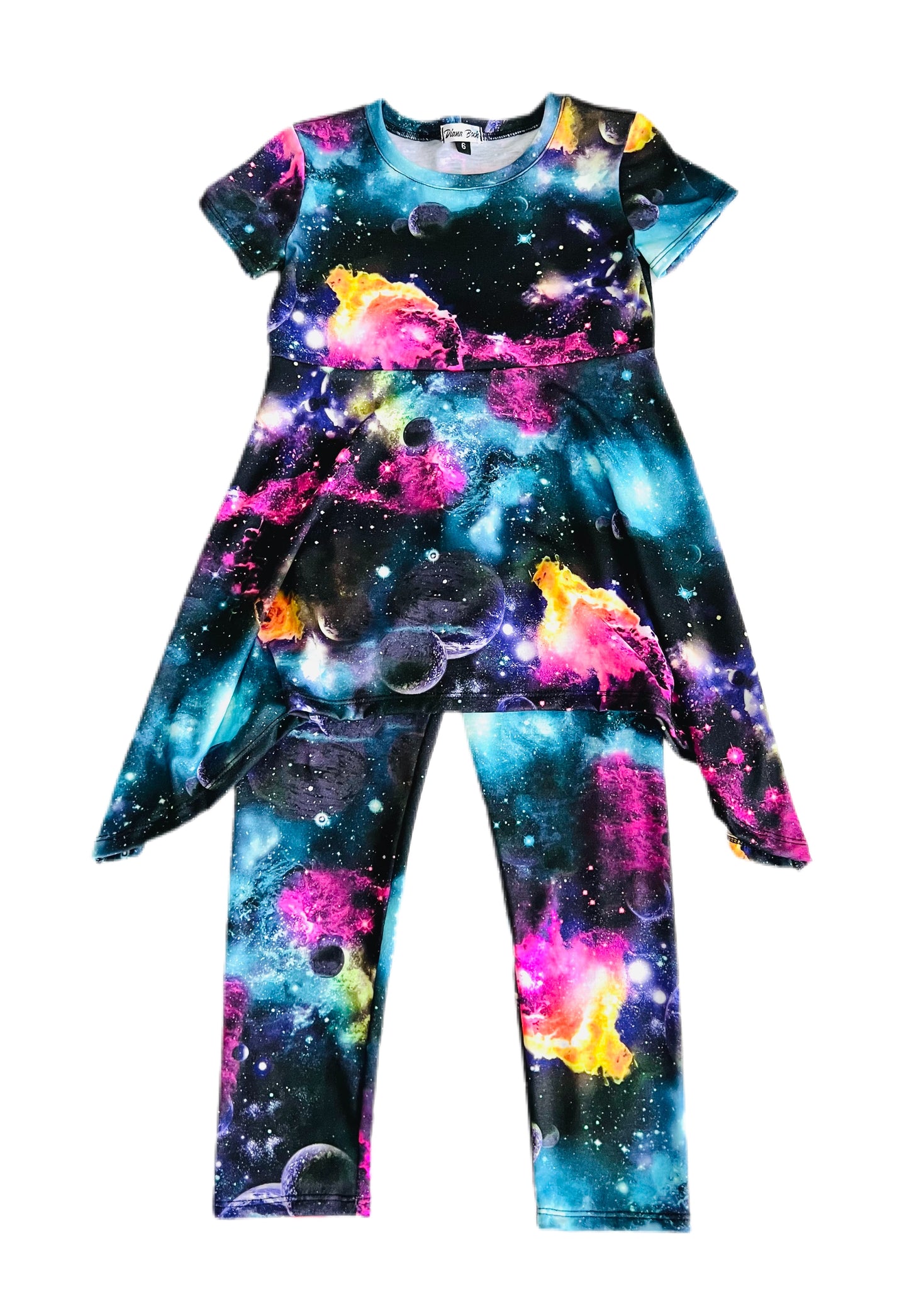 Galaxy Space Starry Girls Blouse and Legging Set