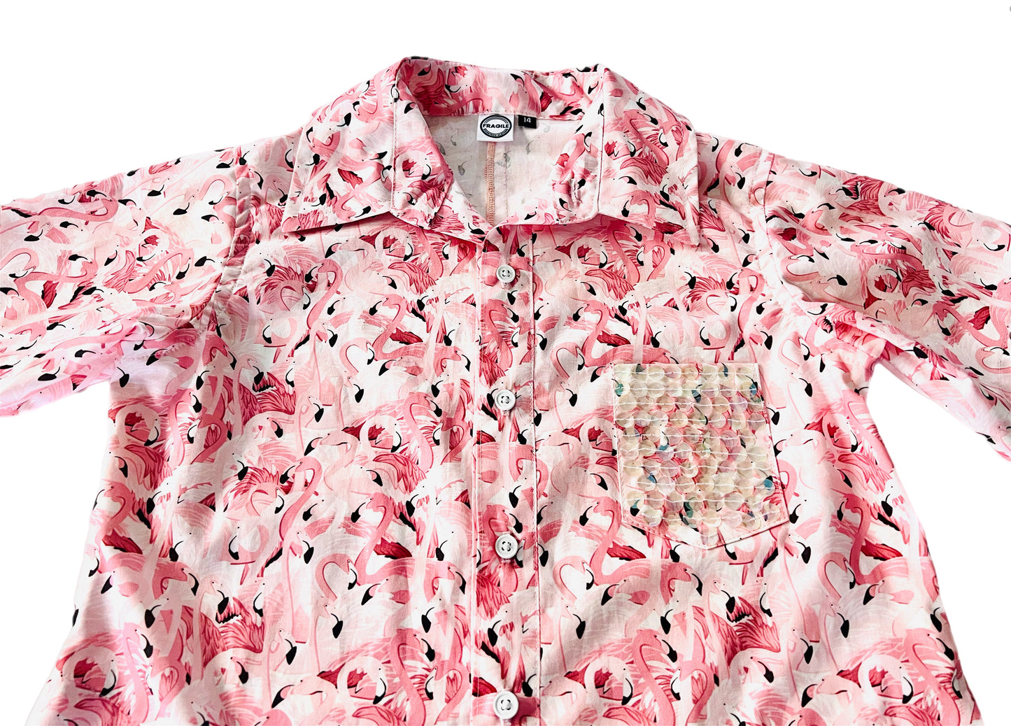 Flamingo Breeze Button-Up Women's Dress Shirt
