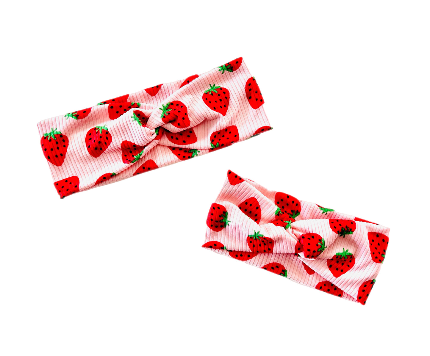 Strawberry Dream Mommy and Daughter Matching Turban Headband and Scrunchie set