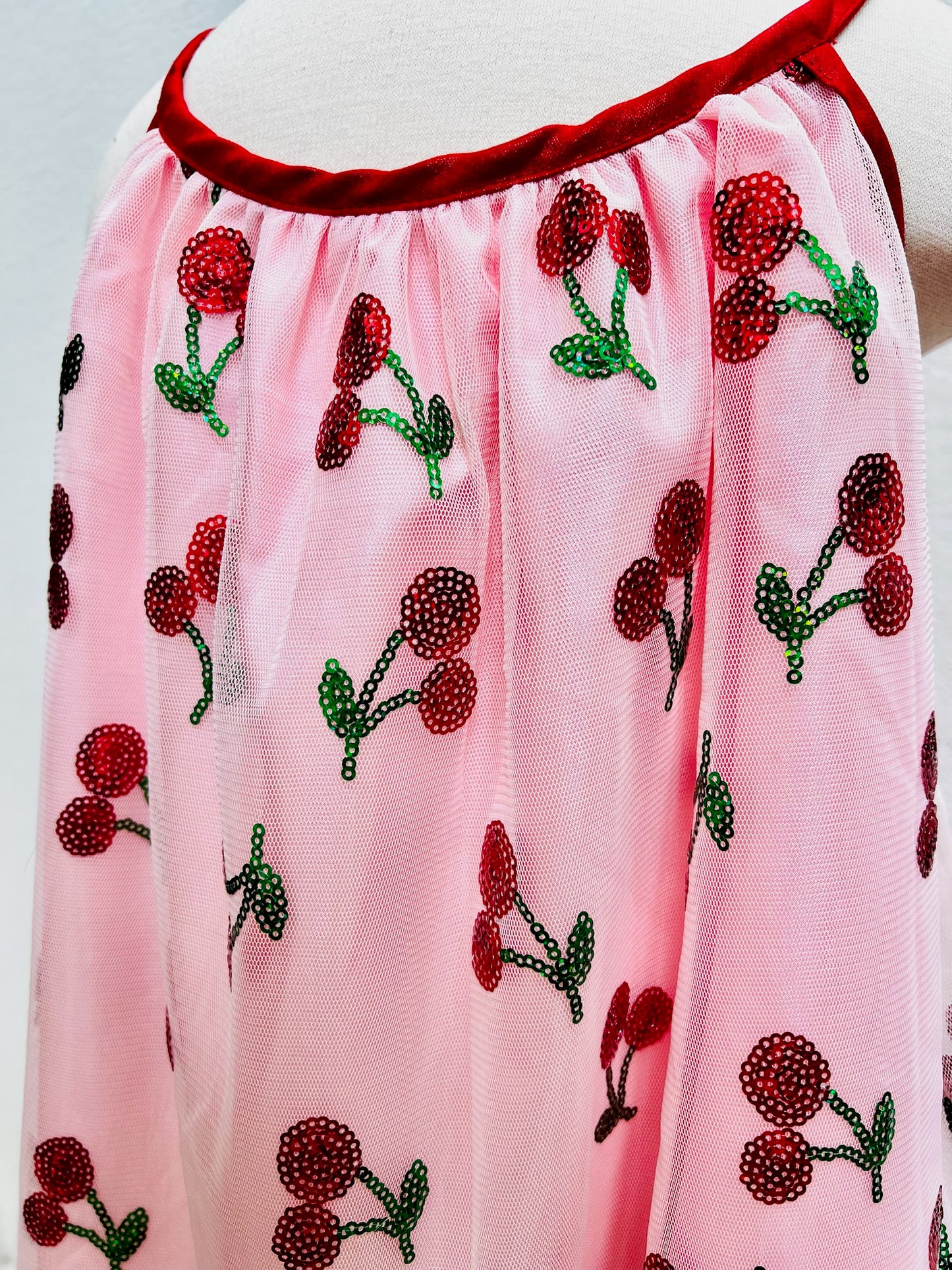 Cherry Sweet Sequin Mesh Girls Top
