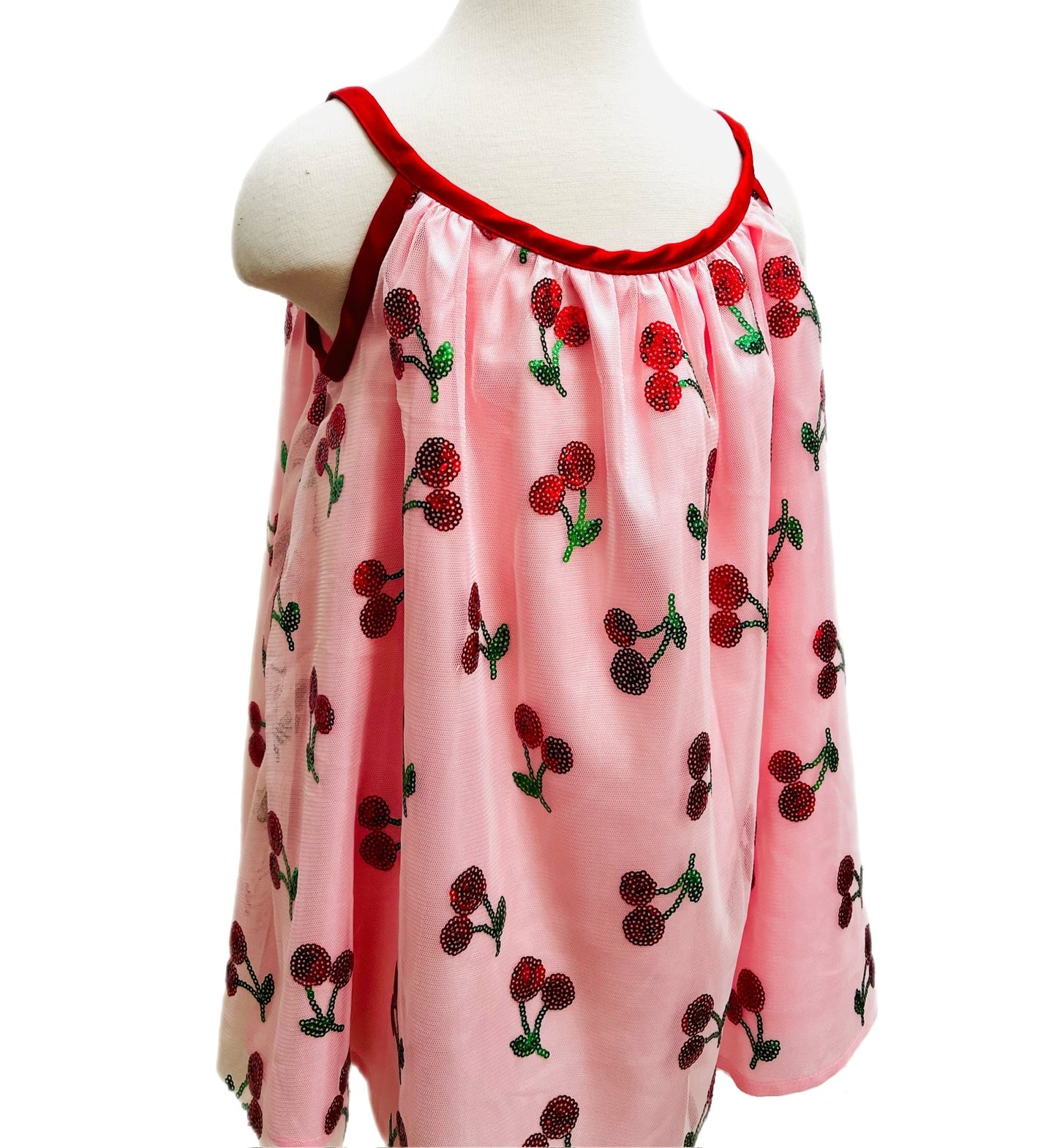 Cherry Sweet Sequin Mesh Girls Top