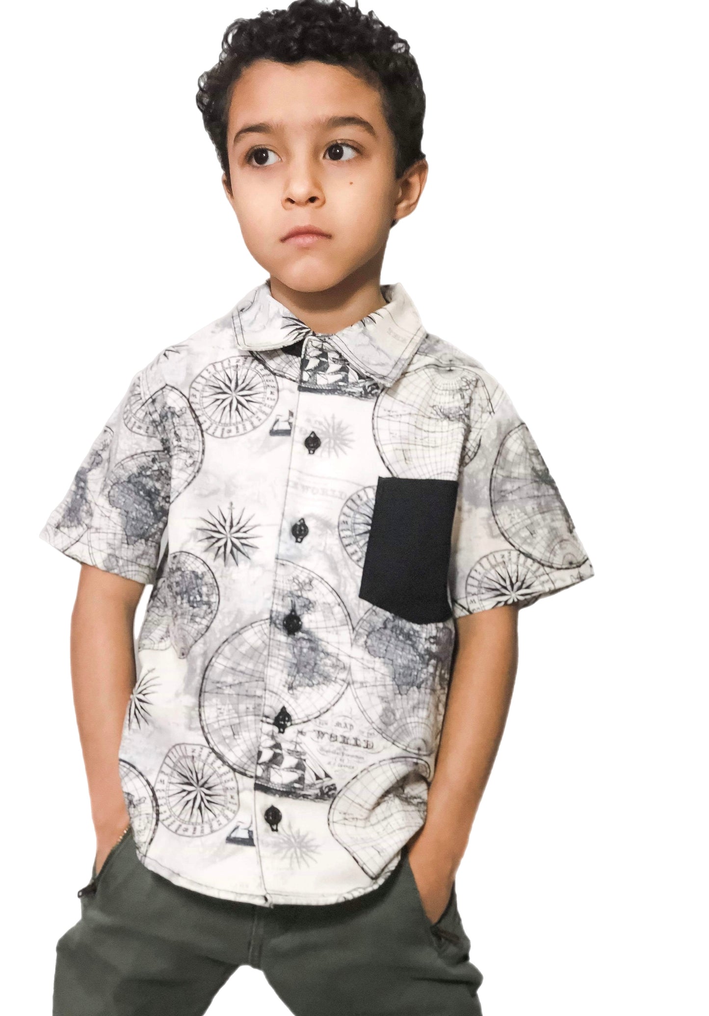 Nautical Map Button Down Dress Shirt