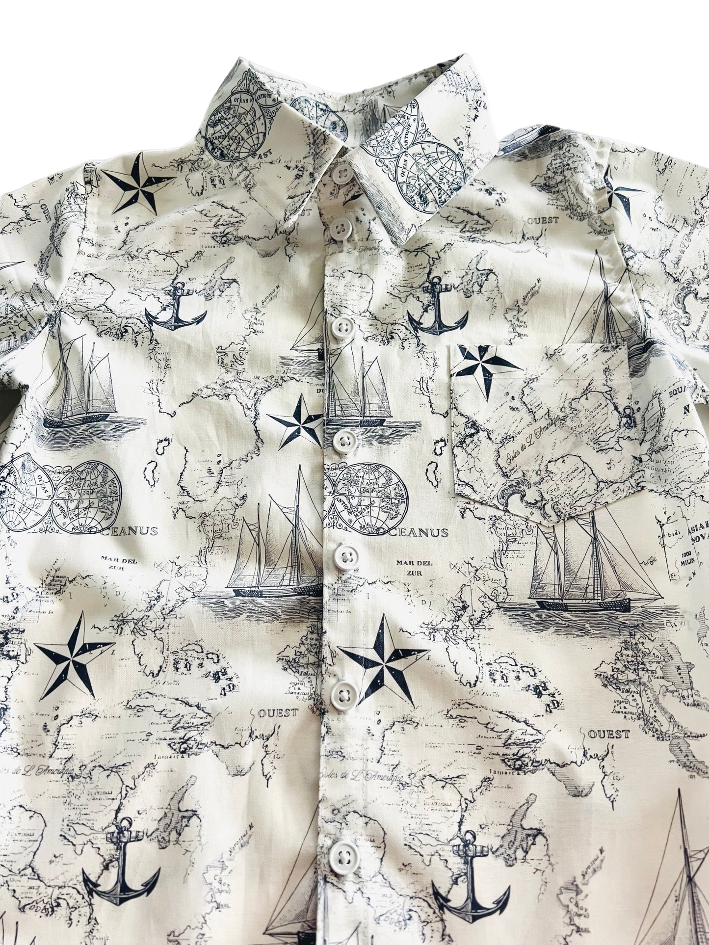 Ahoy There! Nautical Button Down Dress Shirt