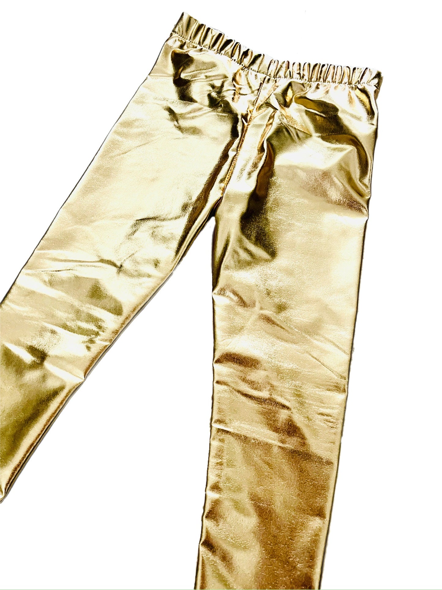 Gold and Bright Metallic Stretch Leggings for Women