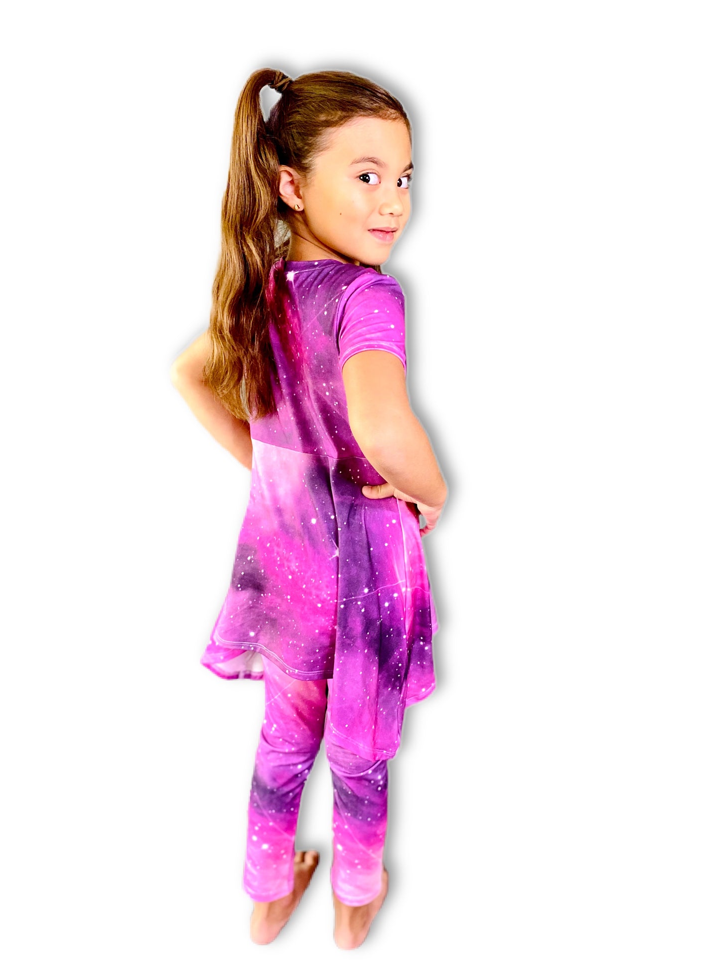 Girls Deep Space Starry Matching Blouse and Legging Set