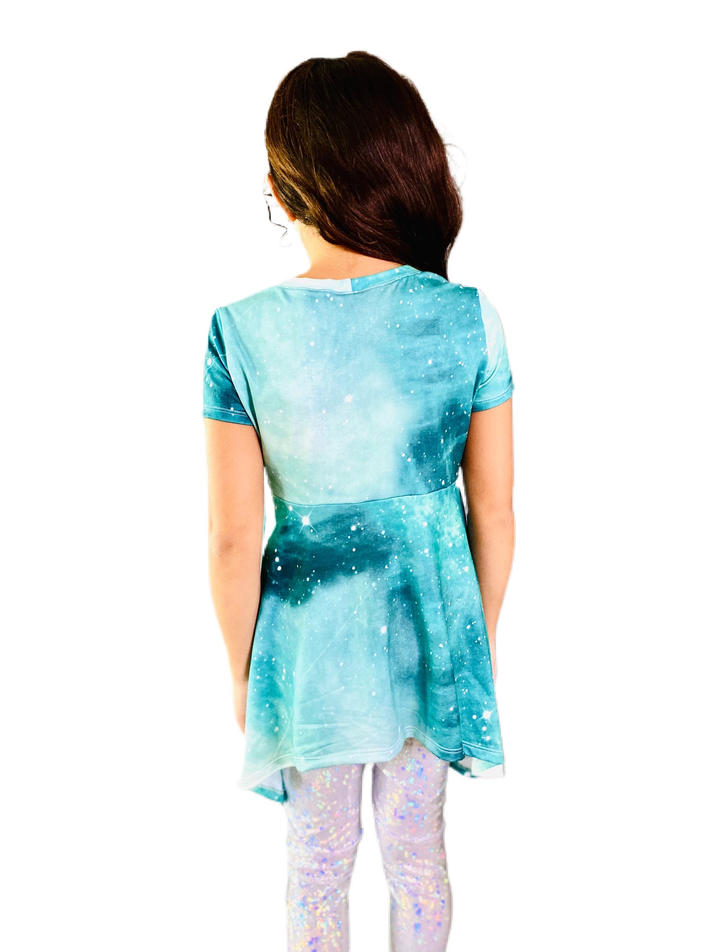 Girls Deep Space Starry Matching Blouse and Legging Set